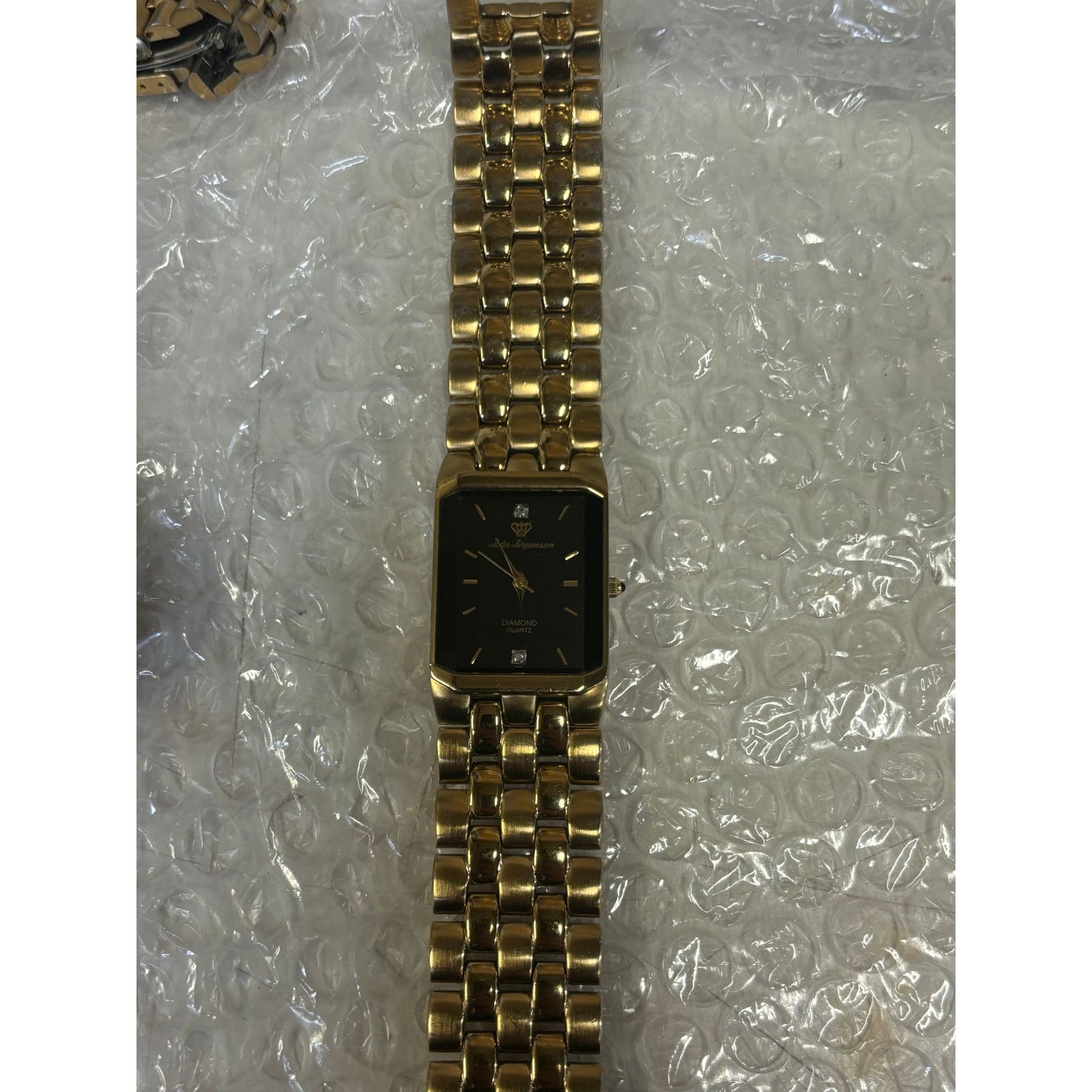 (B).Stroy Jueles Jurgensen Beveled Bezel Gold Tone Mens Watch! Size ONE SIZE - 9 Thumbnail