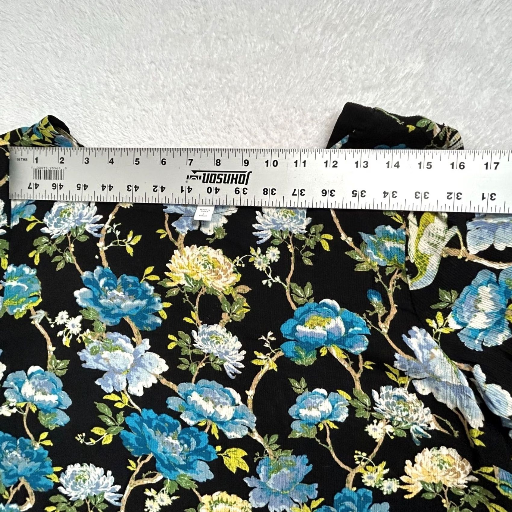 J. Jill J.Jill Womens Floral Print 3/4 Sleeve Rayon Blouse Top Large Petite Black Blue Size L / US 10 / IT 46 - 6 Thumbnail