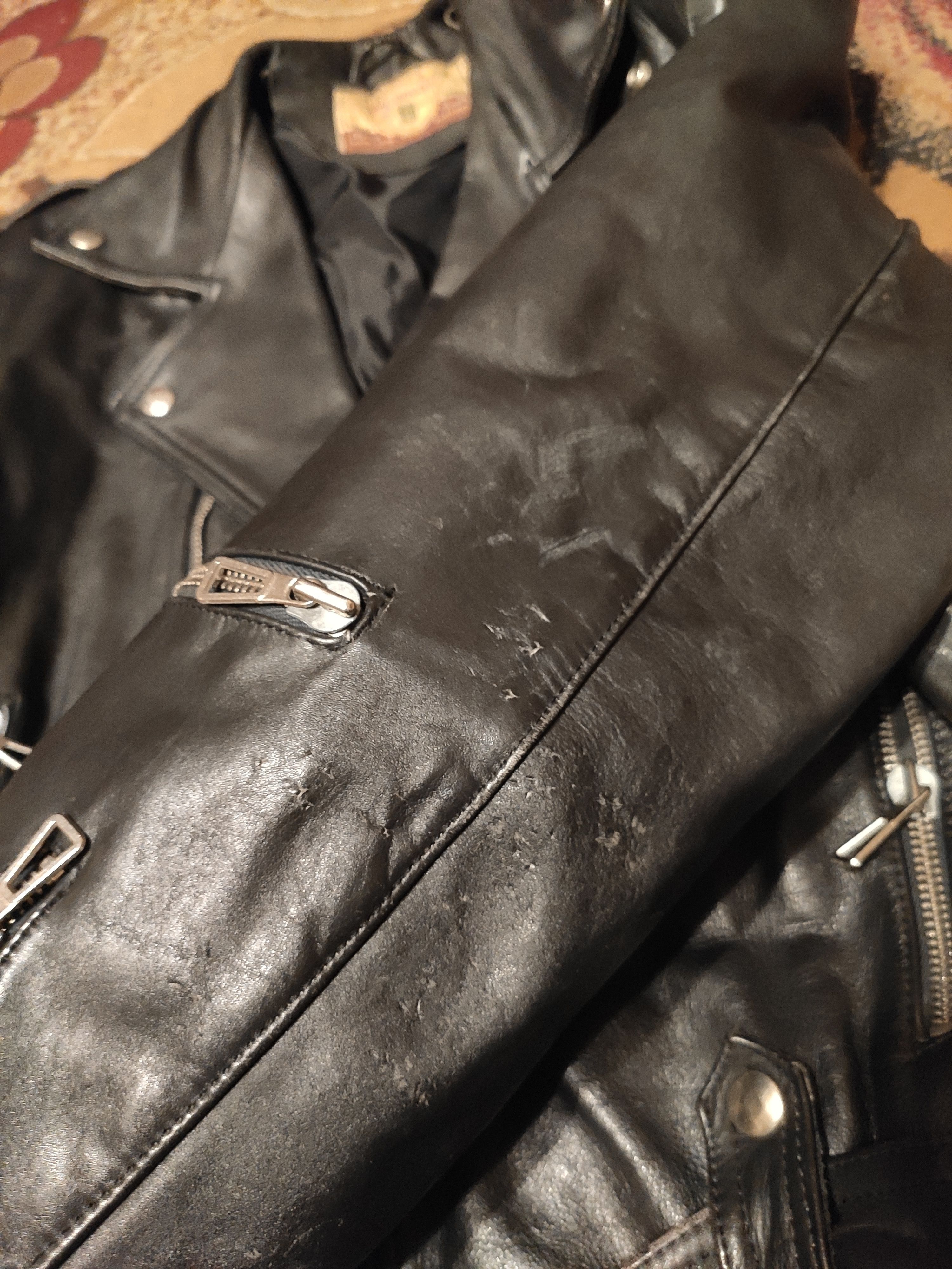 Genuine Leather × Japanese Brand Leather vintage Ramones/biker motorcycle jacket black s/m Size US S / EU 44-46 / 1 - 5 Thumbnail