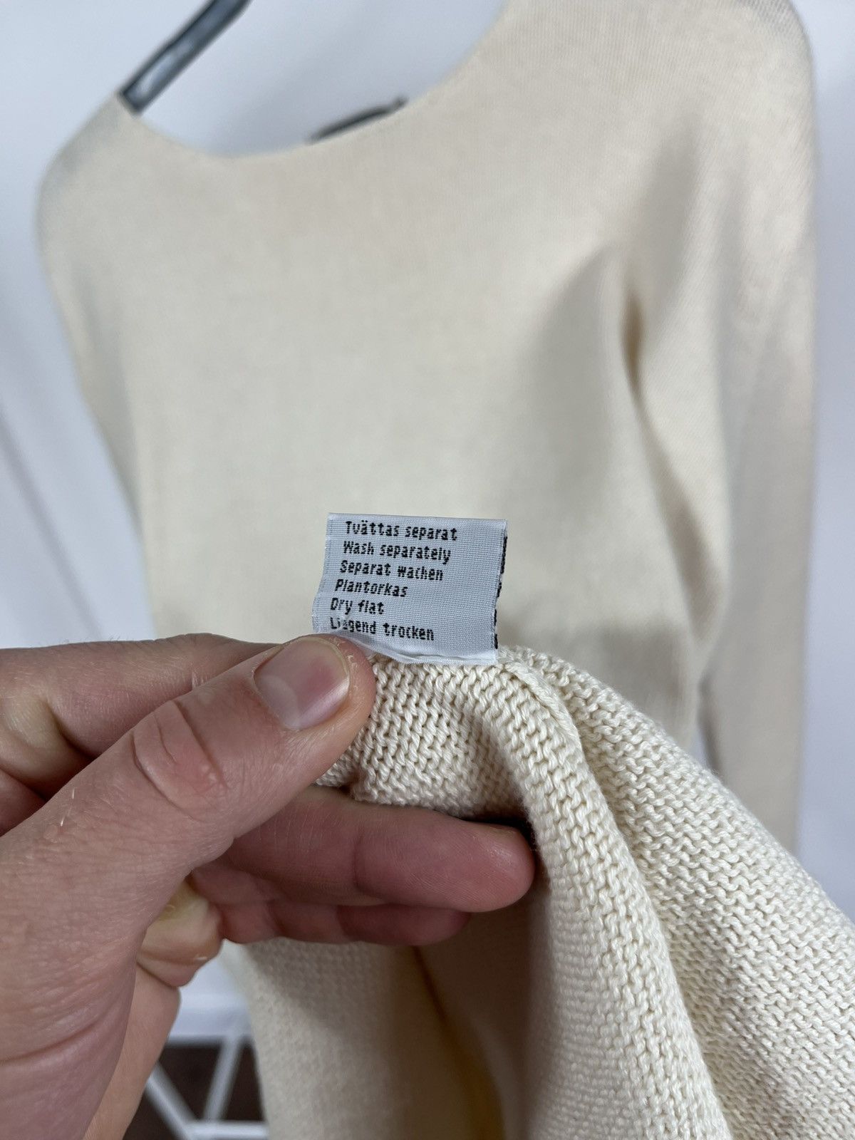 Gudrun Sjoden Gudrun Sjoden Cream Cotton Knit Sweater XL Minimal Nordic Size XL / US 12-14 / IT 48-50 - 9 Thumbnail