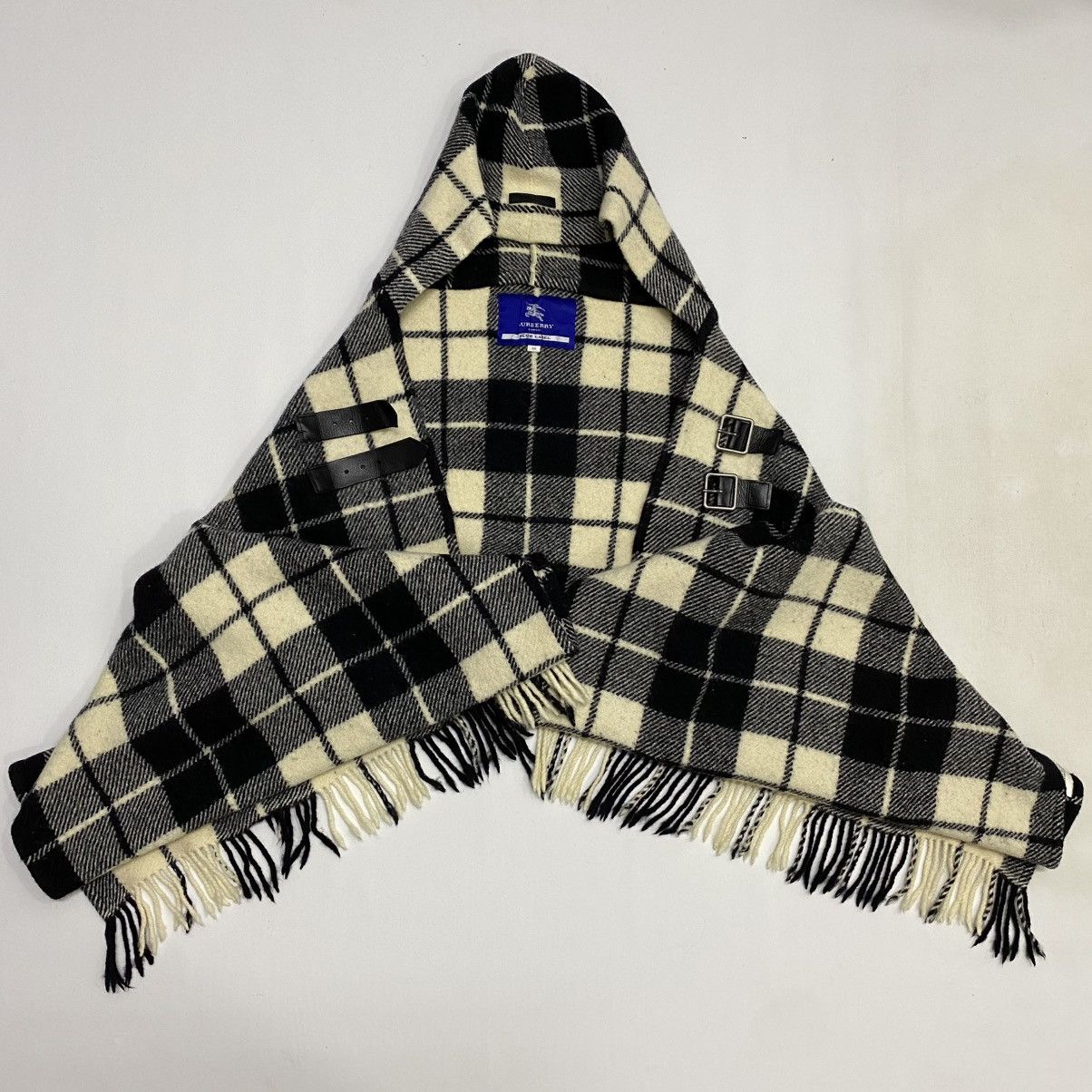 BURBERRYS PLAID WOOL HOODED CAPE SCARF BUR071