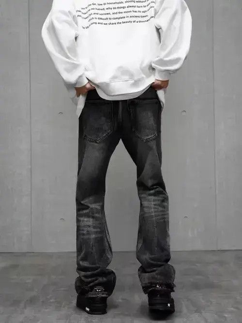 Japanese Brand × Jean High street ripped black and gray bootcut jeans Size US 32 / EU 48 - 3 Thumbnail