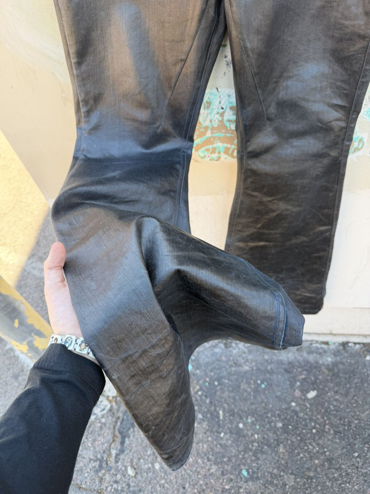 Rick Owens Rick Owens Black Waxed Coated Bolan Size US 30 / EU 46 - 7 Thumbnail
