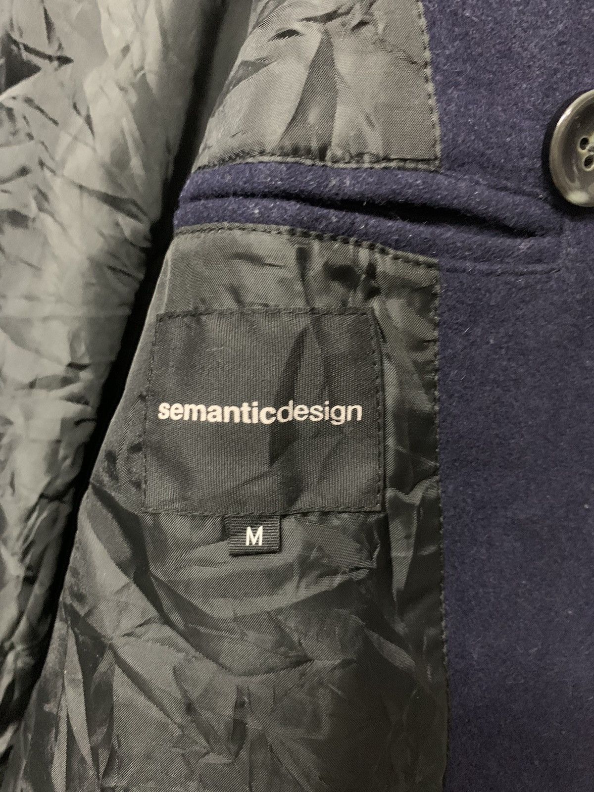 Designer × Japanese Brand × semanticdesign Rare‼️Semantic Design Wool Long Jacket Button Ups Navy Blue Size M / US 6-8 / IT 42-44 - 8 Thumbnail