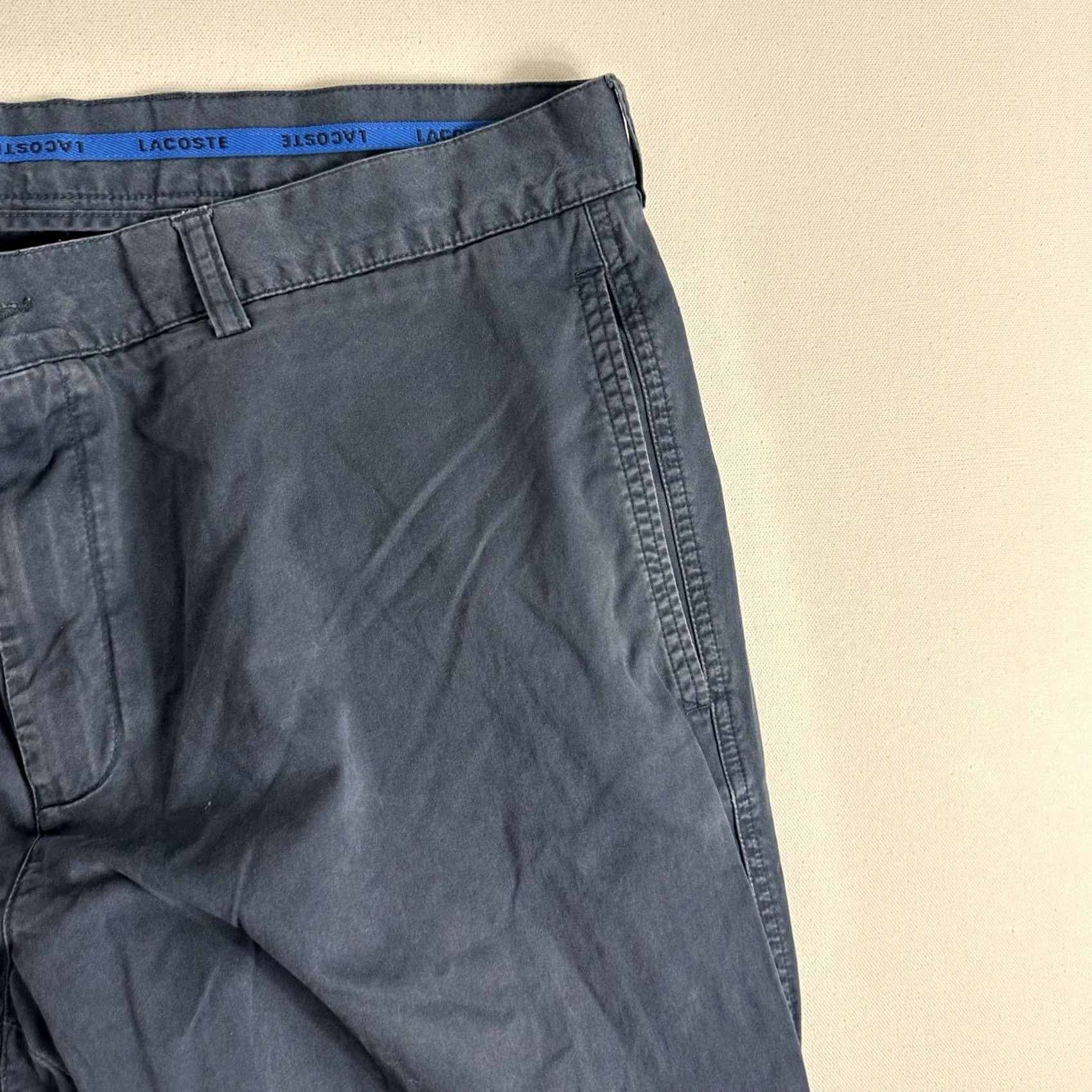 Lacoste Lacoste Chino Pants Men Regular Fit Blue Cotton EU 50 38x29 Preppy Size US 38 / EU 54 - 4 Thumbnail