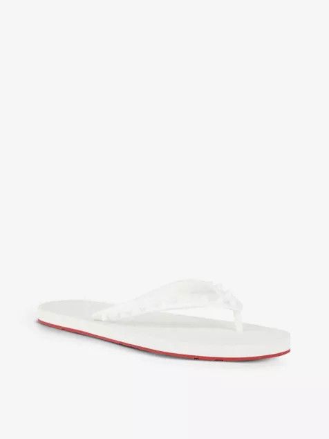 Christian Louboutin o1s1wg110924 Loubi Flip Flat Sandals in White Size US 12 / EU 45 - 1 Thumbnail