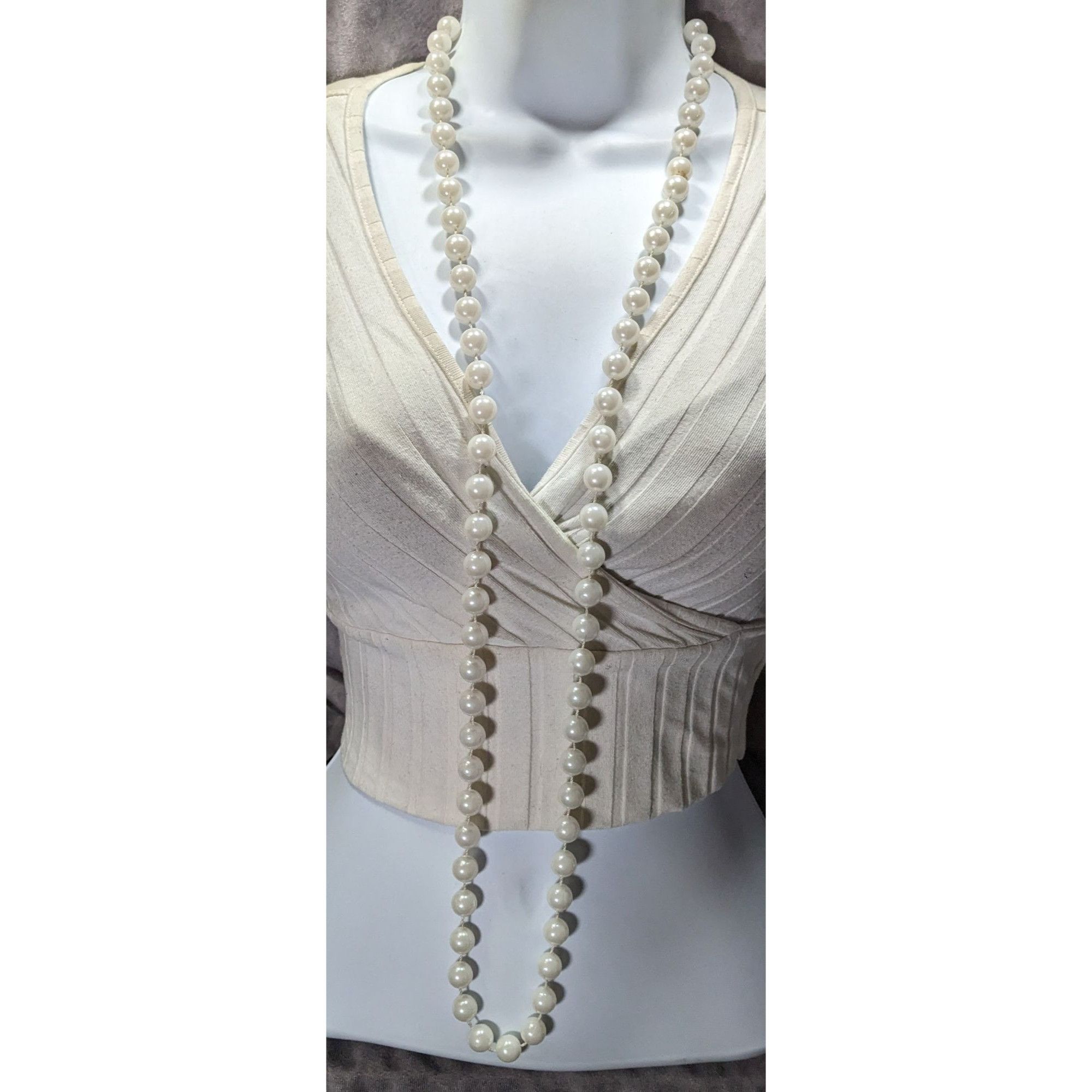Other Elegant Glam Long Faux Pearl Necklace 46" Size ONE SIZE - 2 Thumbnail