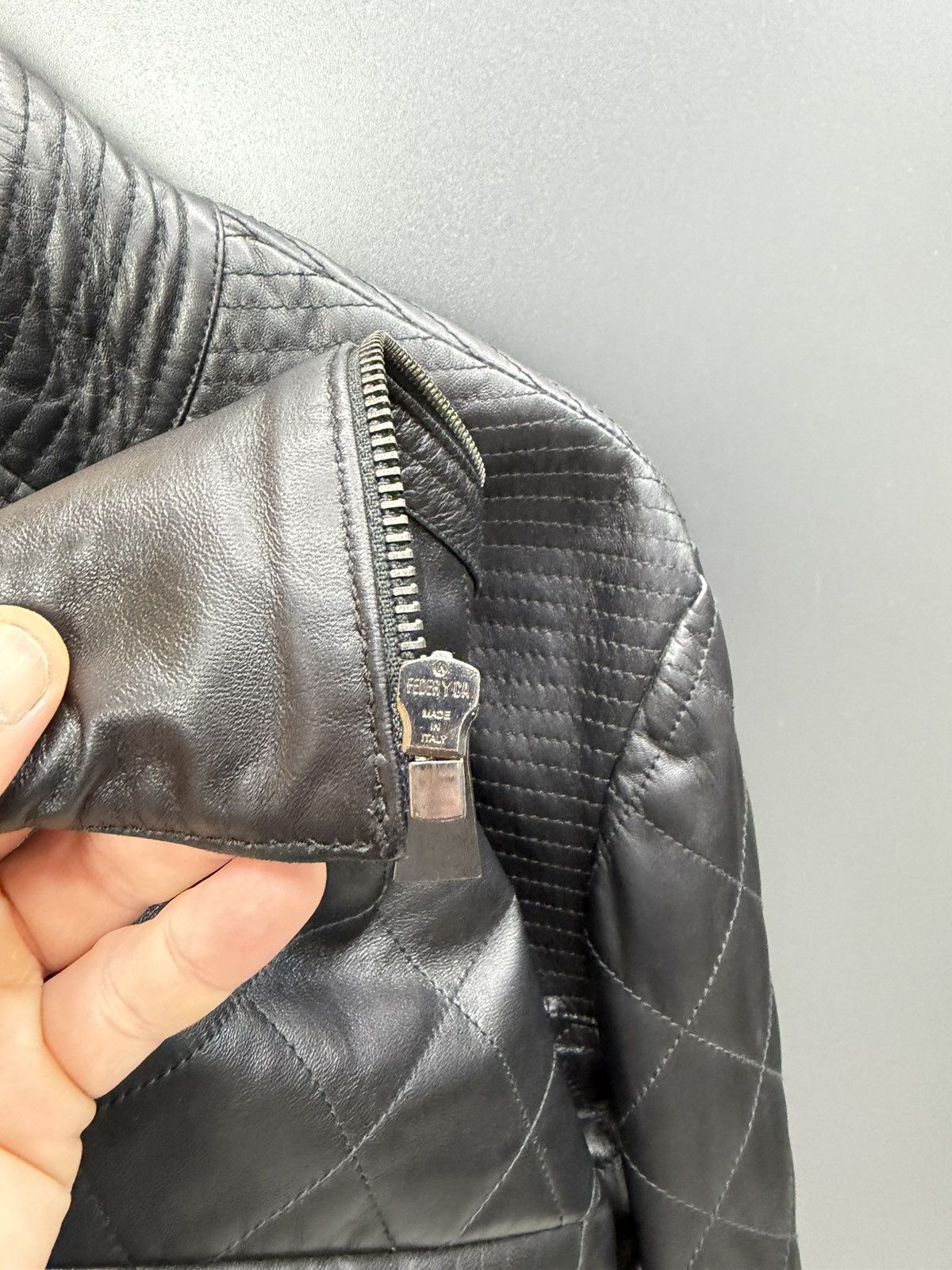 Trussardi Trussardi Collection Black Leather Quilted Jacket Moto Style Size US L / EU 52-54 / 3 - 8 Thumbnail