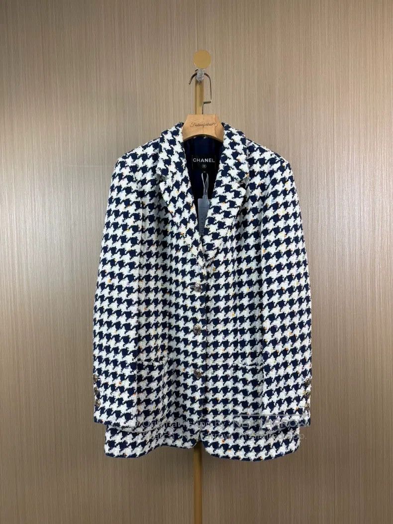 Chanel Chanel Blue and white bird check coat Size XS / US 0-2 / IT 36-38 - 1 Thumbnail