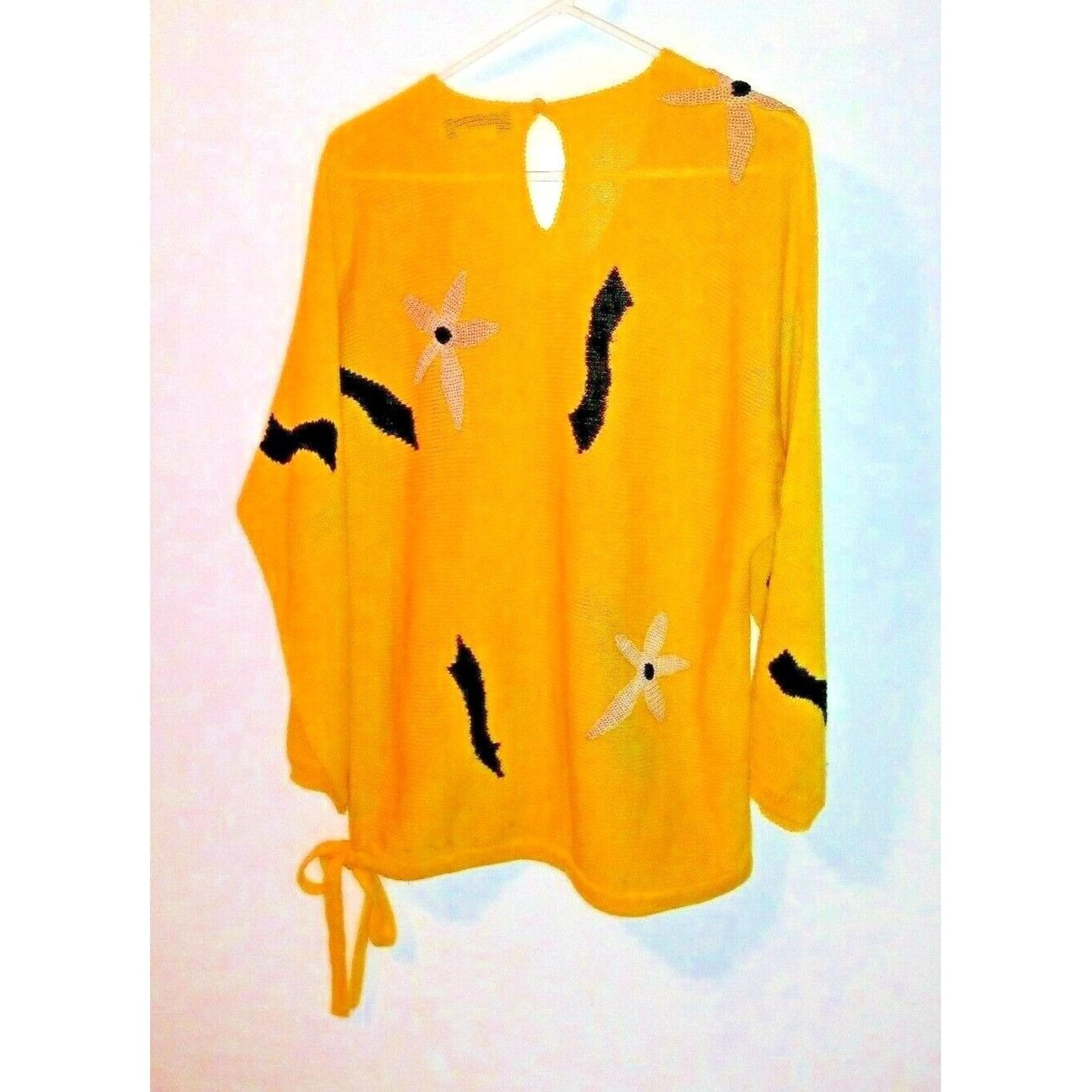 Other VTG 80s ANNE CRIMMINS Sweater Yellow Sz L embroidered appliq Size L / US 10 / IT 46 - 2 Thumbnail