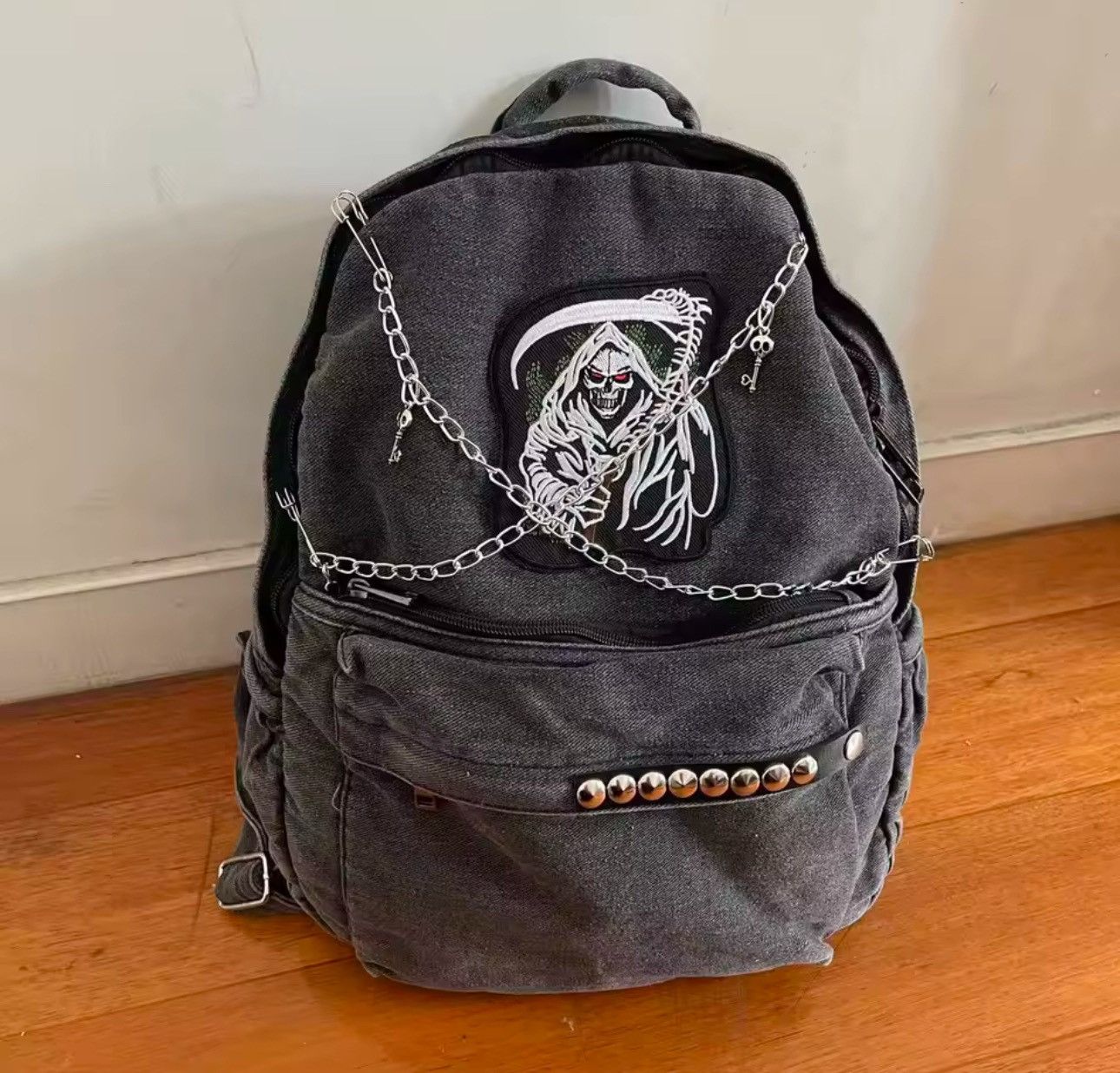 Other Gothic Punk Washed Black Capacity School Backpack Size ONE SIZE - 1 Thumbnail