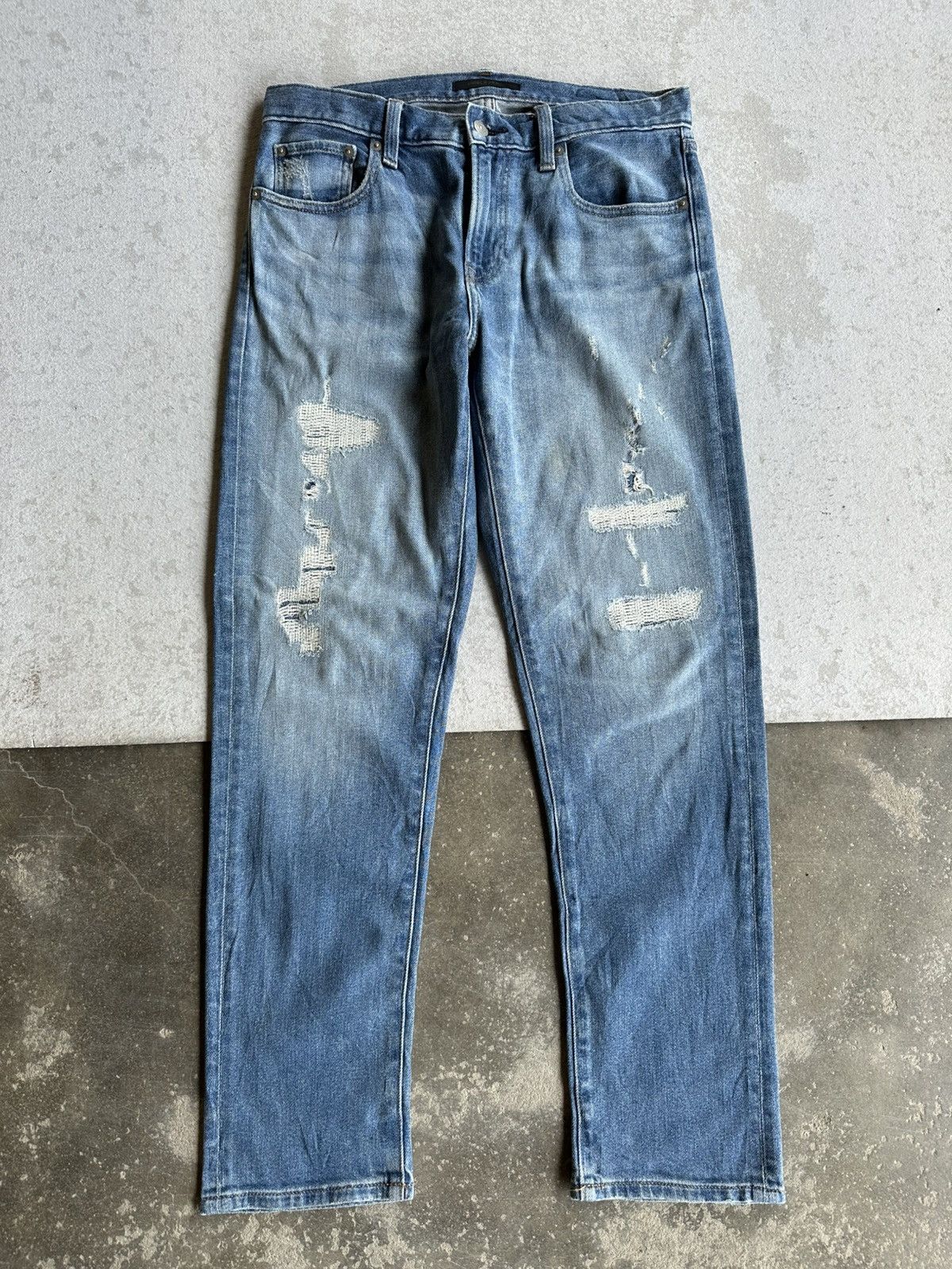Uniqlo 🍁SEND OFFERS🍁SICKSS 🔥 UNIQLO Japan Distressed Denim Pants Size US 30 / EU 46 - 1 Thumbnail