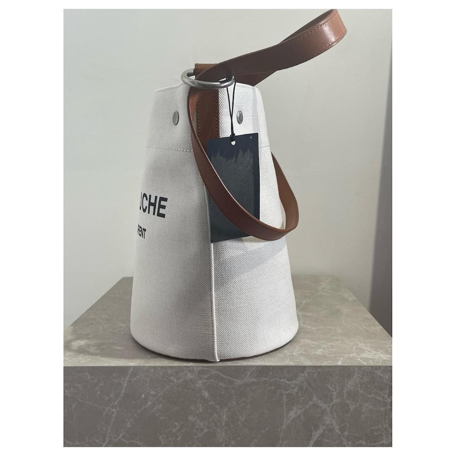 Saint Laurent Paris o1b1hav110924 Size: OS / Rive Gauche Bucket Bag Linen White Size ONE SIZE - 2 Thumbnail