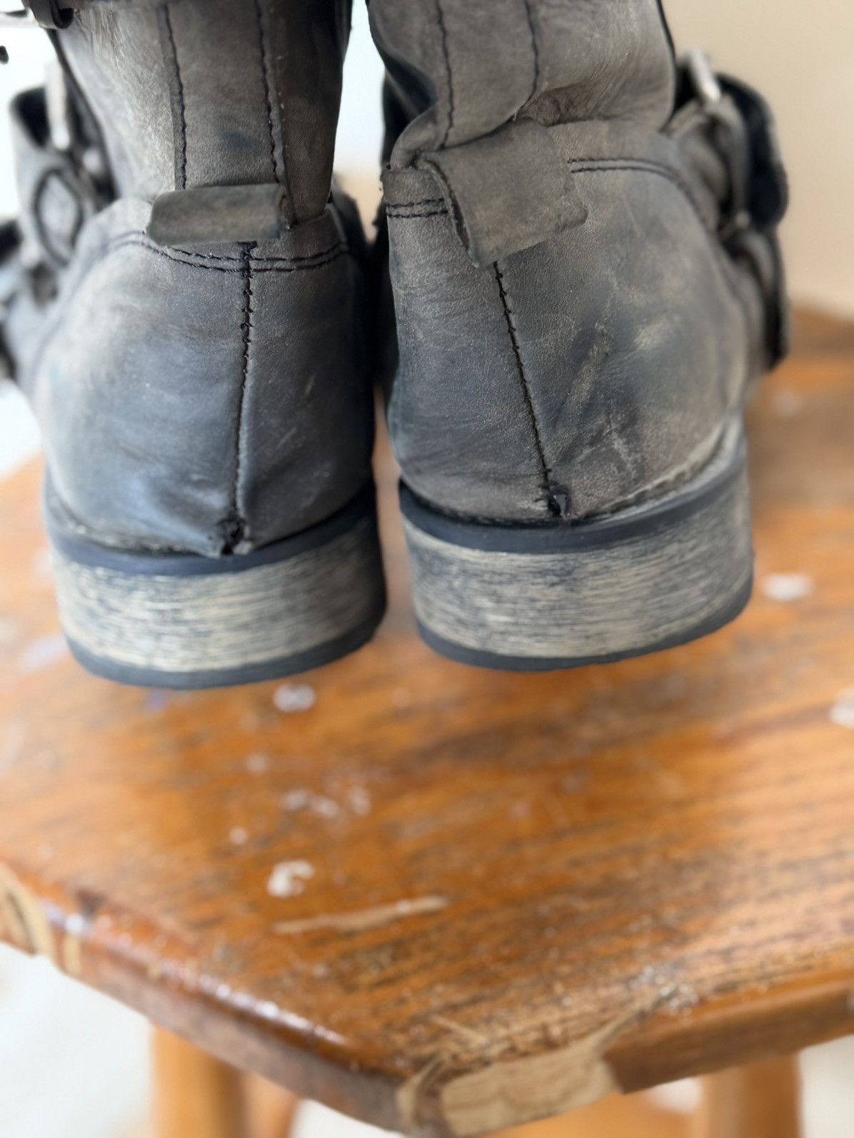 Japanese Brand Black Suede Distressed belted Ankle boots Vintage A.S. 98 Size US 8 / EU 41 - 12 Thumbnail