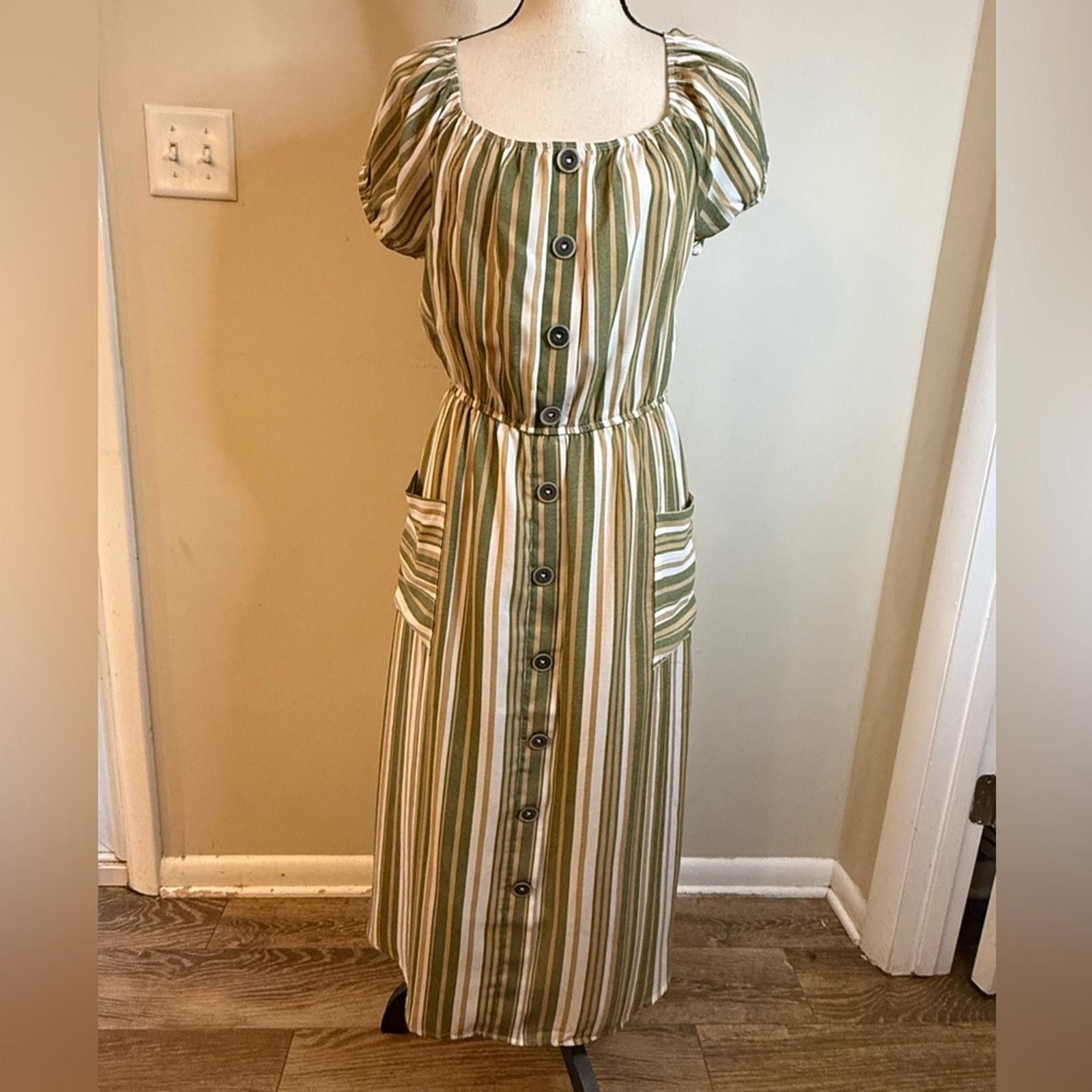 narifuri Naïf neutral striped boho chic long dress pockets SZ SM Size S / US 4 / IT 40 - 1 Thumbnail