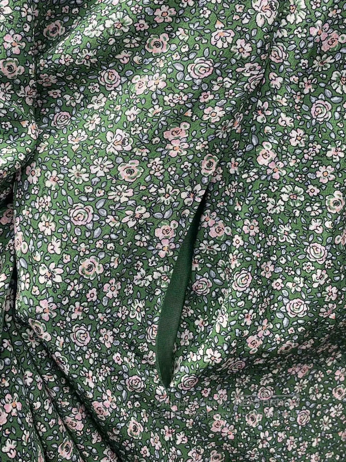 Celine CELINE Green Floral Silk Dress. Size XXS / US 00 / IT 34 - 5 Thumbnail