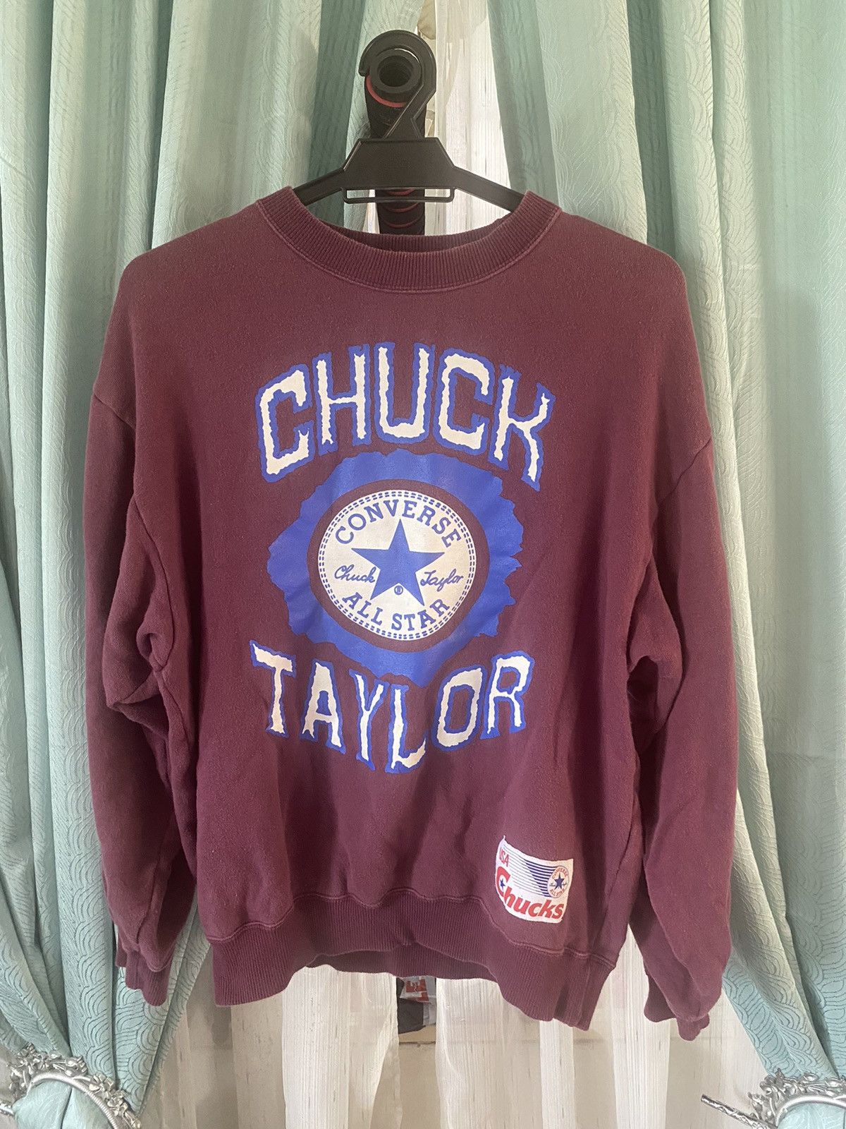 image of Converse Chuck Taylor Crewneck Sweatshirt in Purple, Men's (Size Medium)