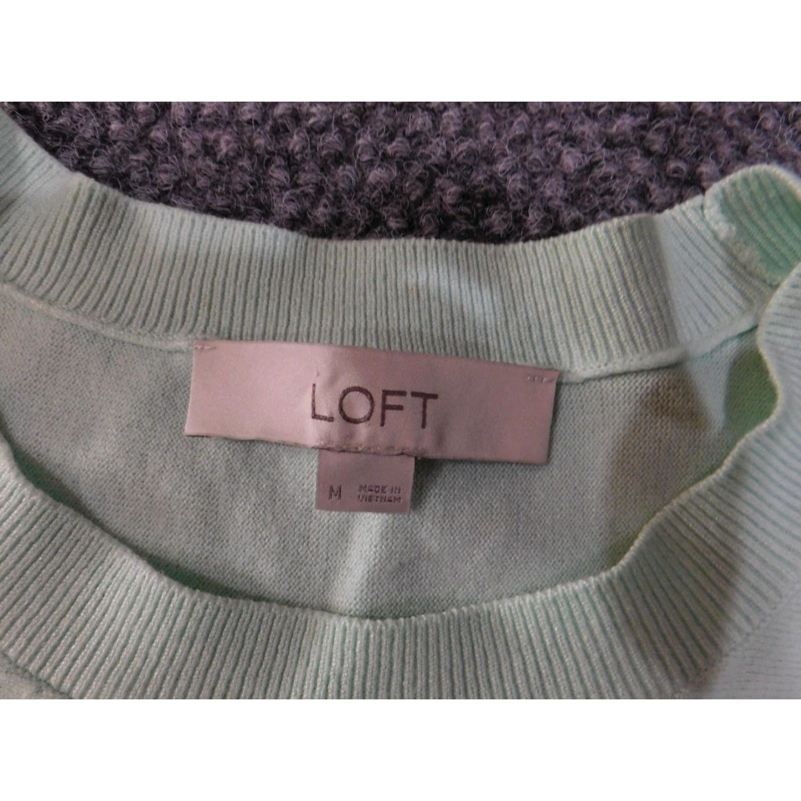 Loft VINTAGE LOFT Sweater Womens Medium Mint Green Crewneck Pullover Long Sleeve Ribbed Hem Size M / US 6-8 / IT 42-44 - 6 Thumbnail