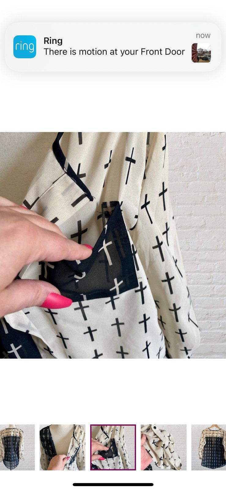Other DEEP PLUNGE CROSS PRINT PULLOVER BLOUSE TOP Size M / US 6-8 / IT 42-44 - 5 Thumbnail