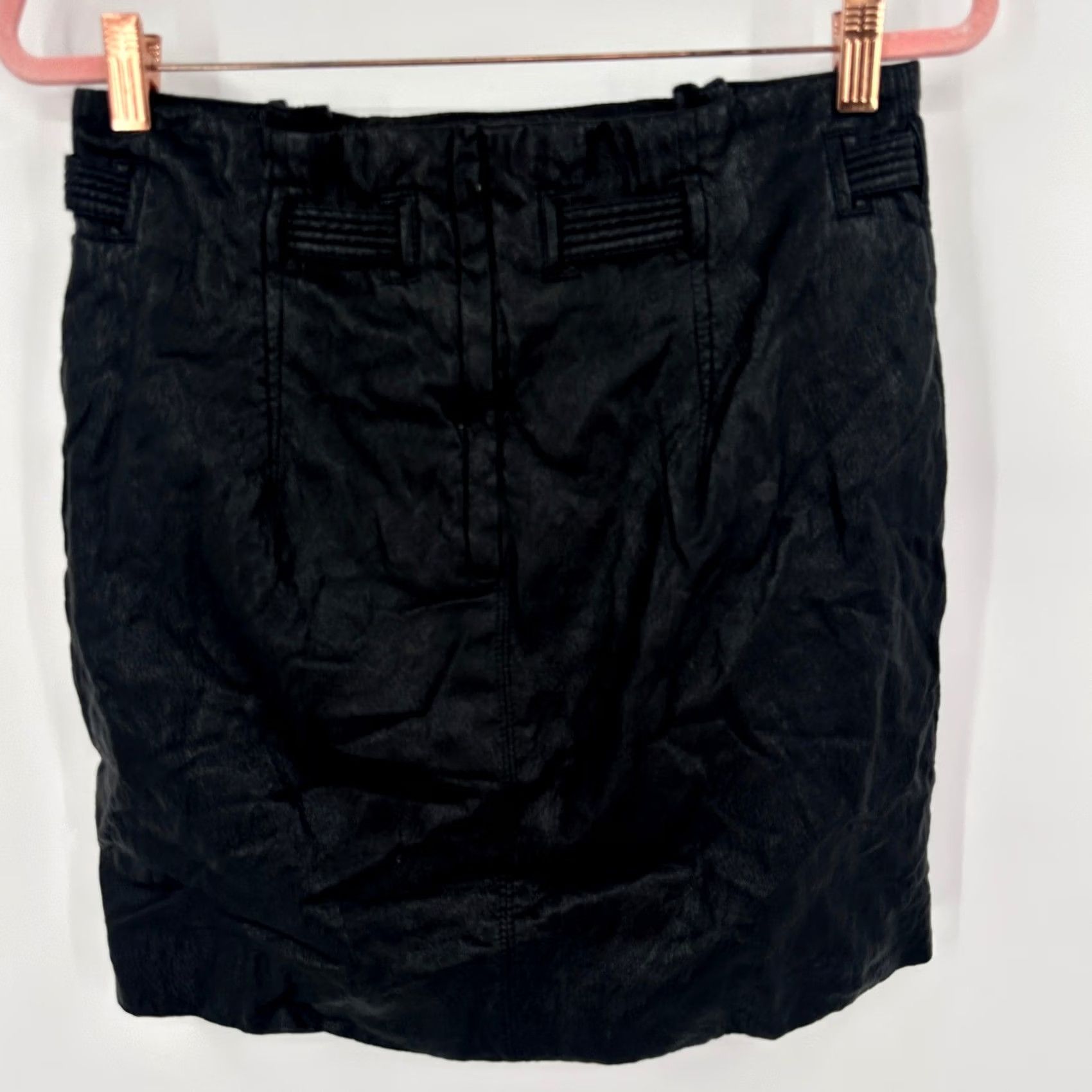 Free People Free People Black Faux Leather Paperbag Waist Tie Front Mini Skirt Size 10 Size 32" / US 10 / IT 46 - 5 Thumbnail