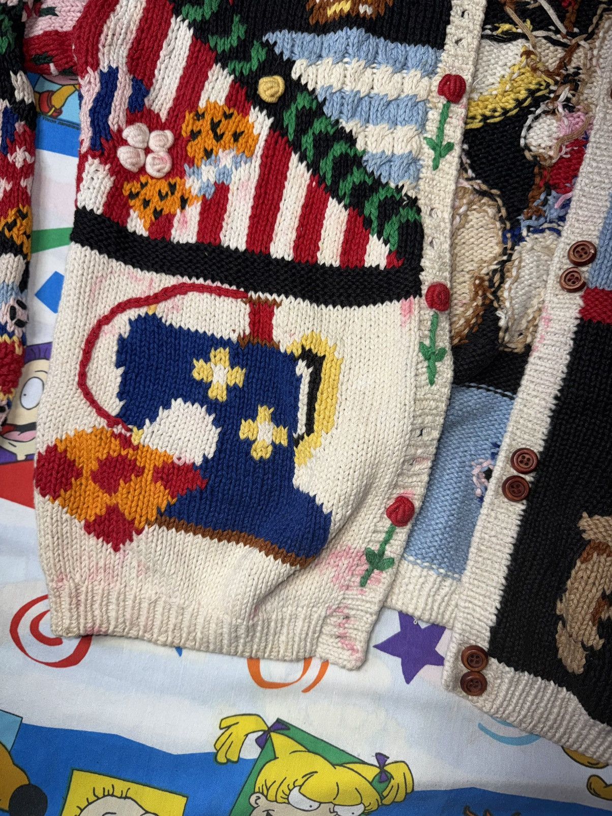 Other Womens Eagle's Eye 90's Vintage Hand Knit Patriotic Cardigan Size M / US 6-8 / IT 42-44 - 8 Thumbnail