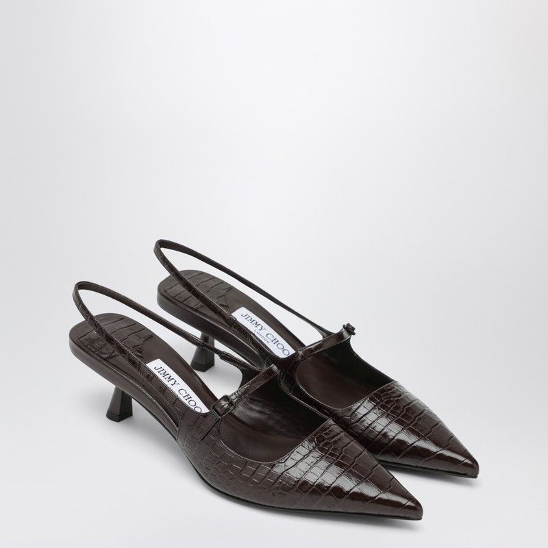 Jimmy Choo Jimmy Choo Didi 45 Brown Crocodile Effect Neckline Size US 6 / IT 36 - 1 Thumbnail