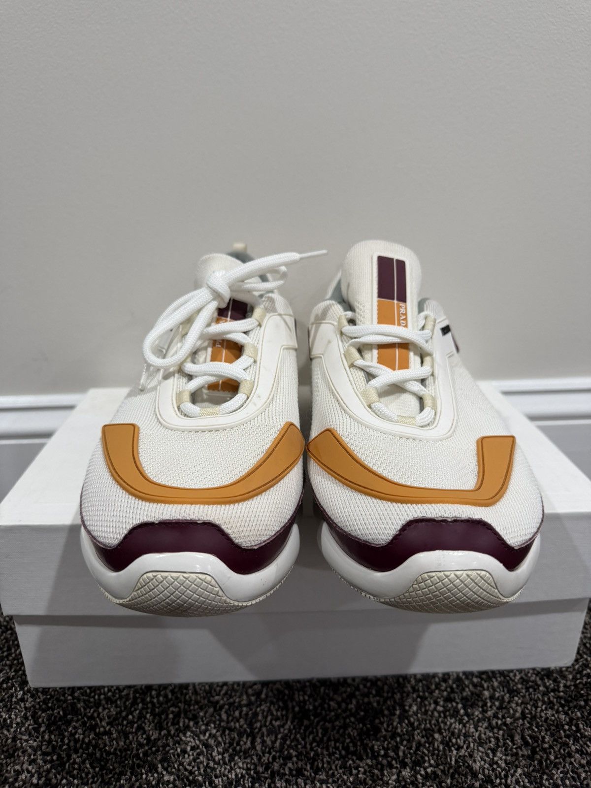 Prada Prada Cloudbust Knit White/Orange Trainer Sneakers Size US 10 / EU 43 - 3 Thumbnail