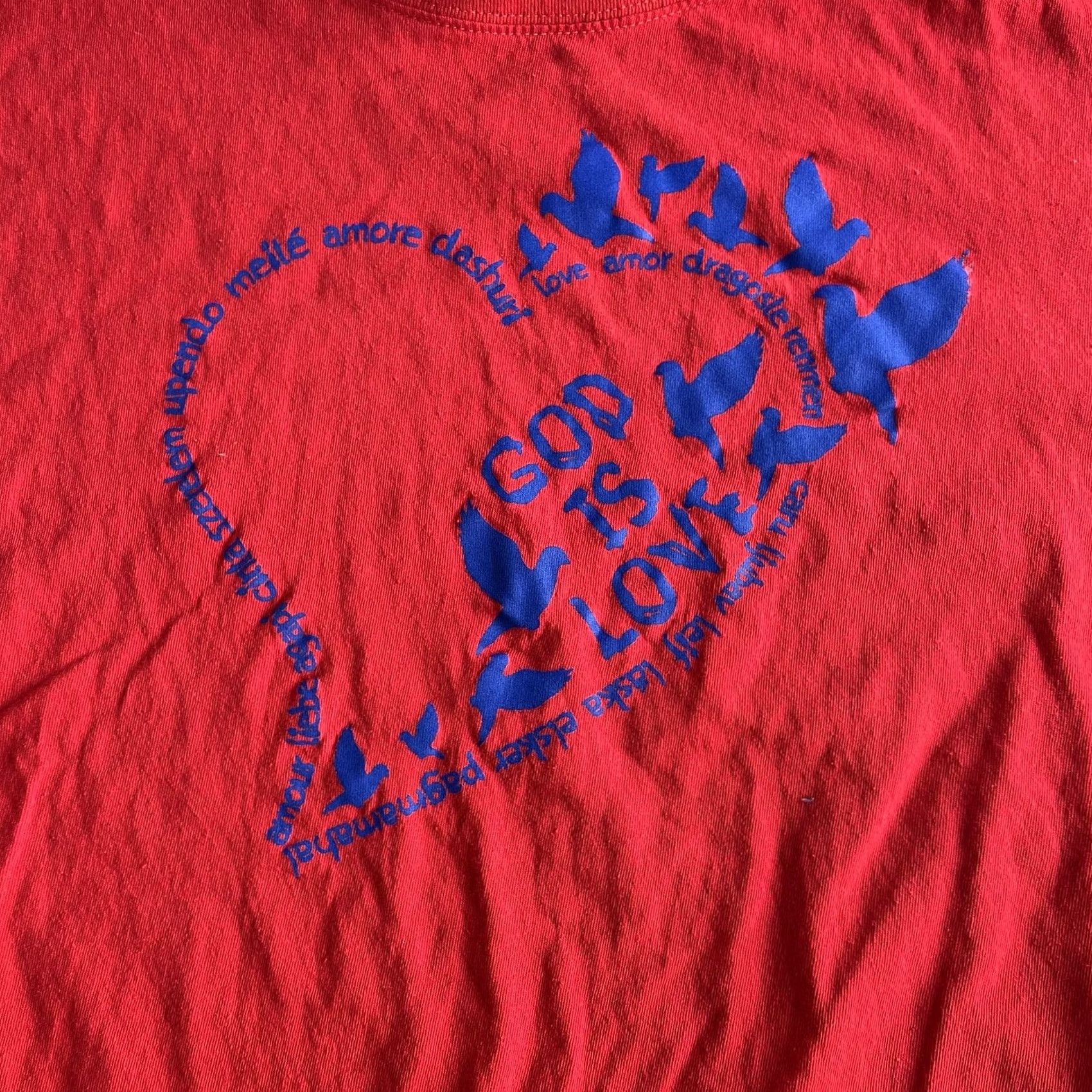 Vintage VINTAGE ADEN God Is Love Shirt Mens 4XL Red Heart Dove T-Shirt Crew Neck Short Sleeve Graphic Print Faith Love Mens Size US XXL / EU 58 / 5 - 2 Thumbnail