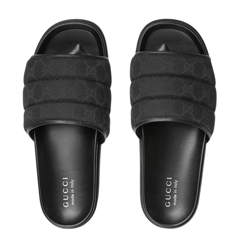 Gucci GUCCI Men's Black GG Canvas Slides Authentic Size US 10.5 / EU 43-44 - 4 Thumbnail
