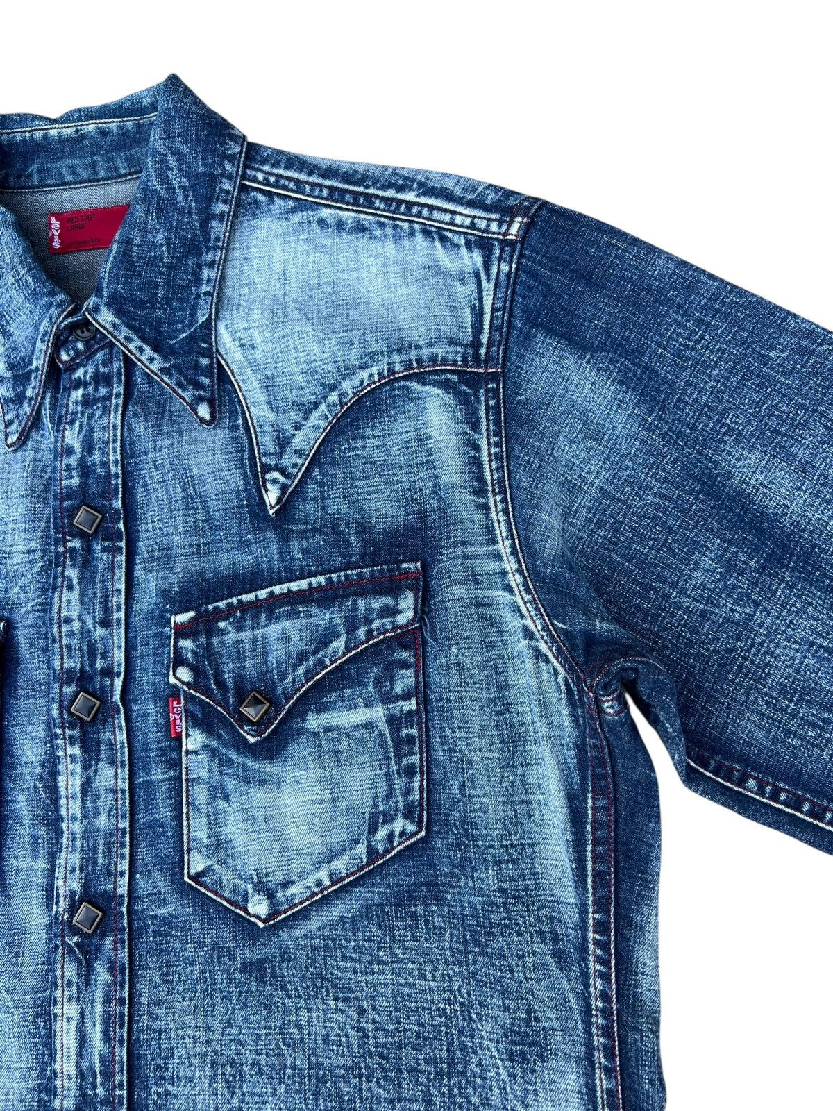 Levi's 2001 Levi’s Red Tab Slim Denim Western Shirt Snap Button Size US L / EU 52-54 / 3 - 10 Thumbnail