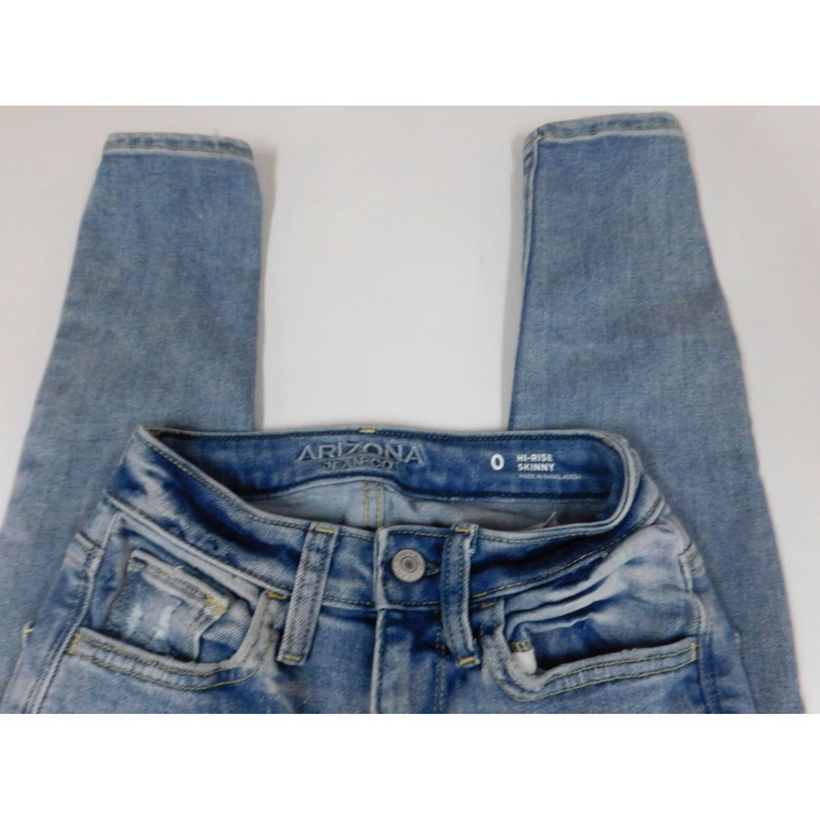 Vintage Arizona Jeans Womens 0 High Rise Skinny Blue Light Denim Zip Pockets 28in Inseam Regular Stretch Size 25" / US 0 / IT 36 - 2 Thumbnail
