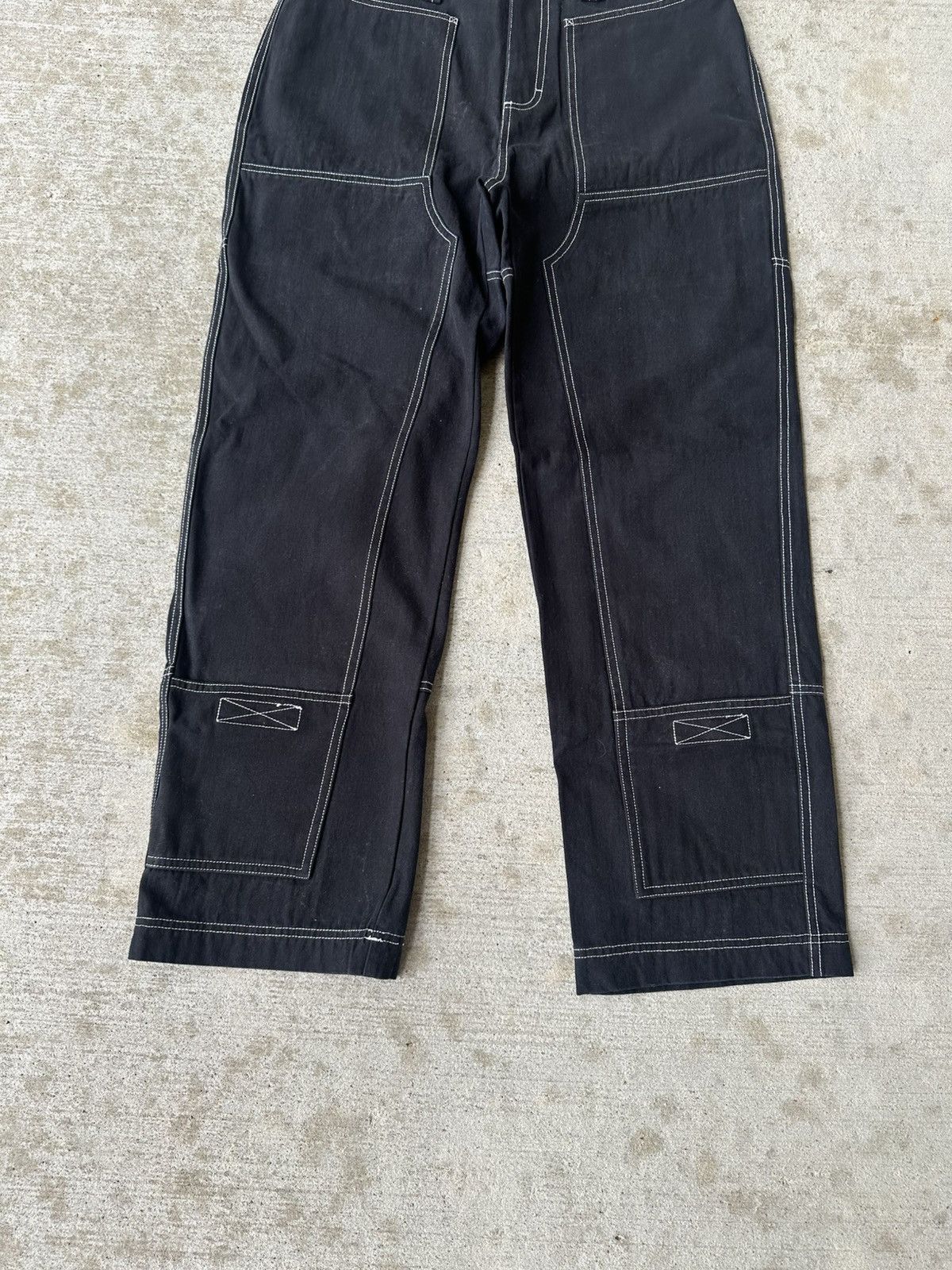 Other Black Contrast Stitch Double Knee Pants Size US 32 / EU 48 - 2 Thumbnail