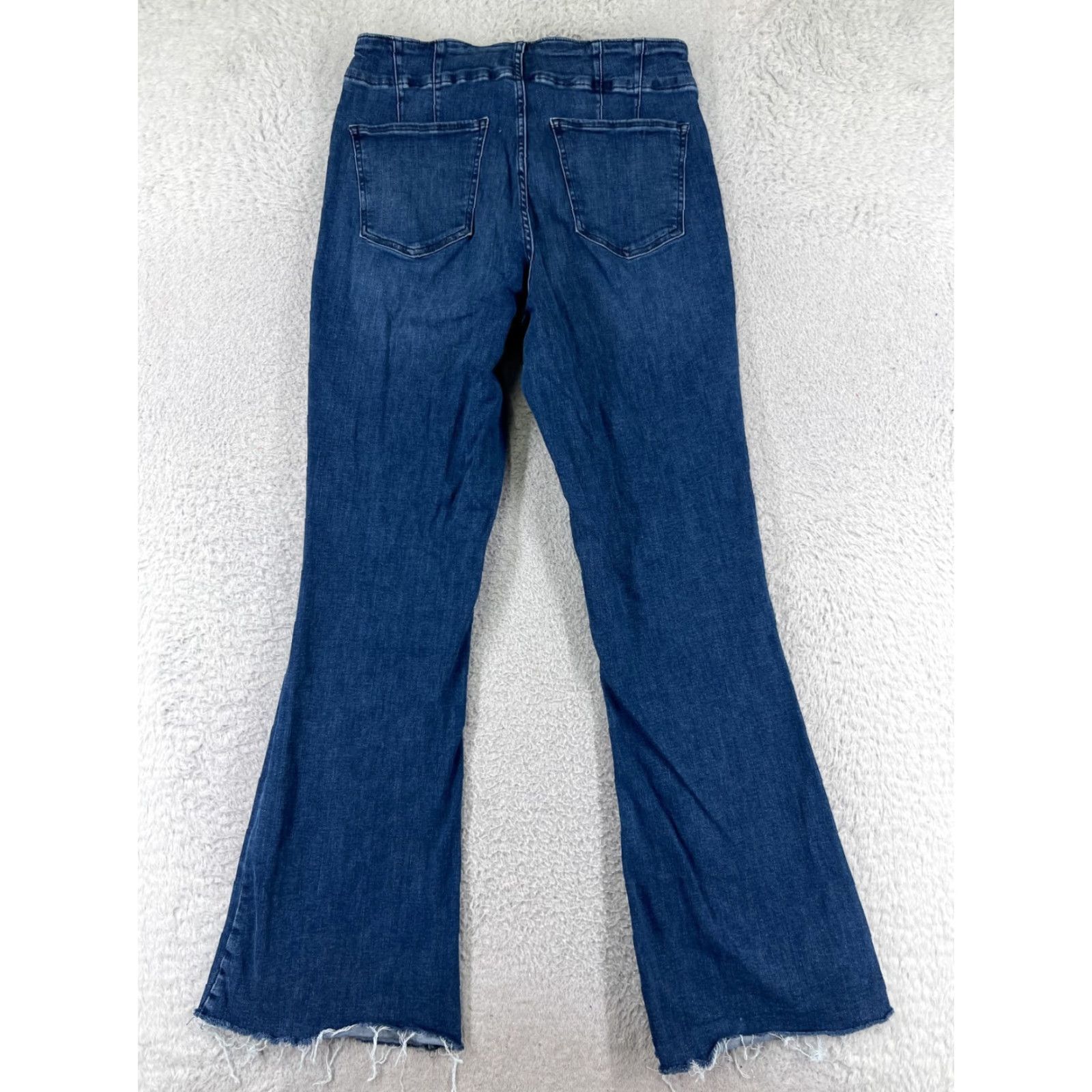 Lucky Brand VINTAGE Lucky Brand Jeans Juniors 14 Blue Denim Flared High Rise 5-Pocket Cotton Distressed Raw Hem Womens Girls Smalls? Size 36" / US 14 / IT 50 - 2 Thumbnail