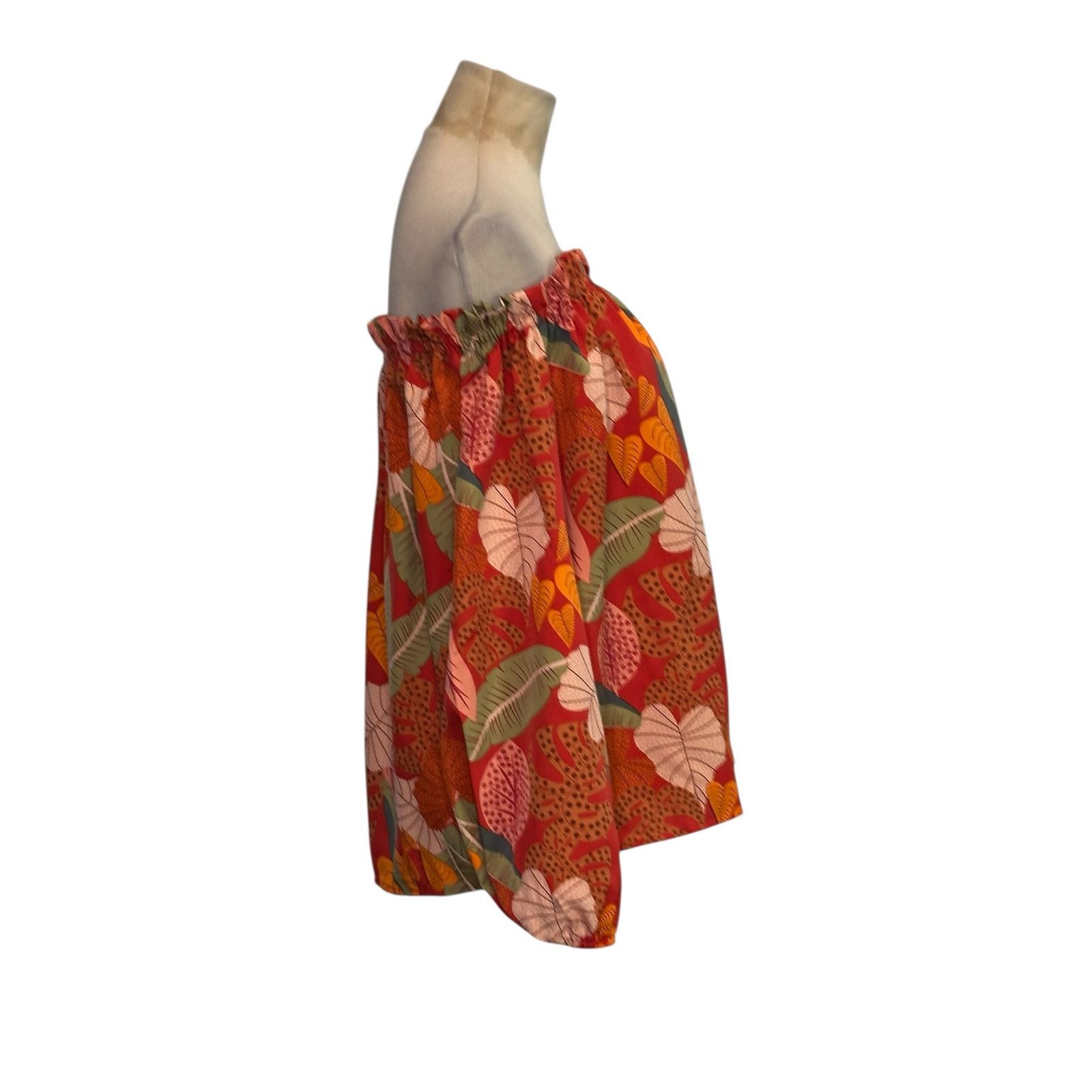 Shein Shein orange red floral off shoulder blouse size Large Size L / US 10 / IT 46 - 6 Thumbnail