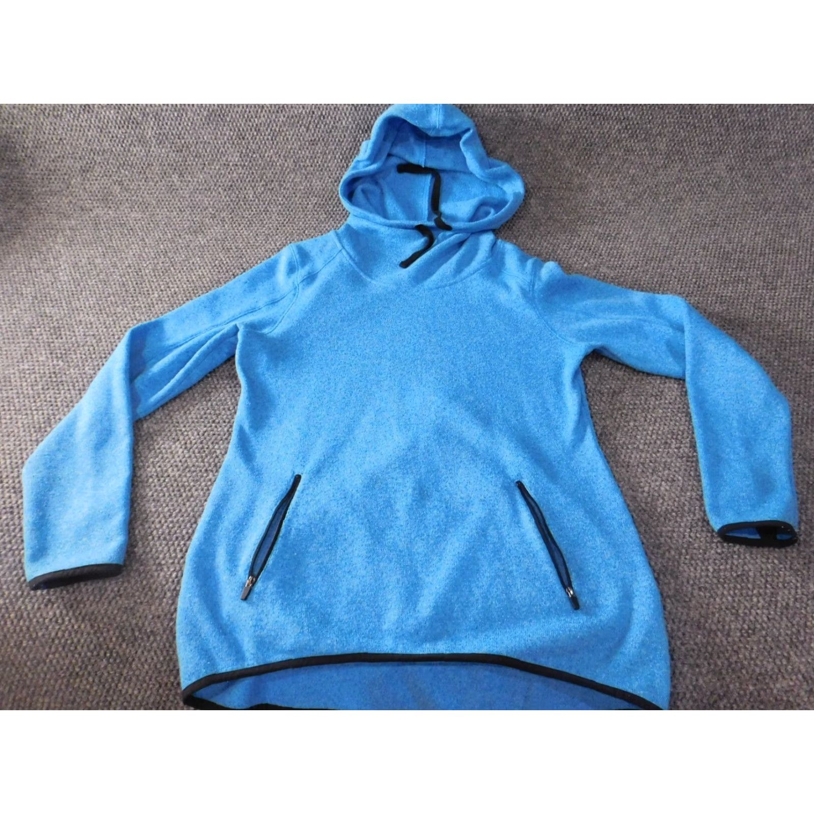 Old Navy Old Navy Womens Hoodie L Blue Solid Polyester Knit Full Zip Pullover Outdoor Walking Size L / US 10 / IT 46 - 2 Thumbnail