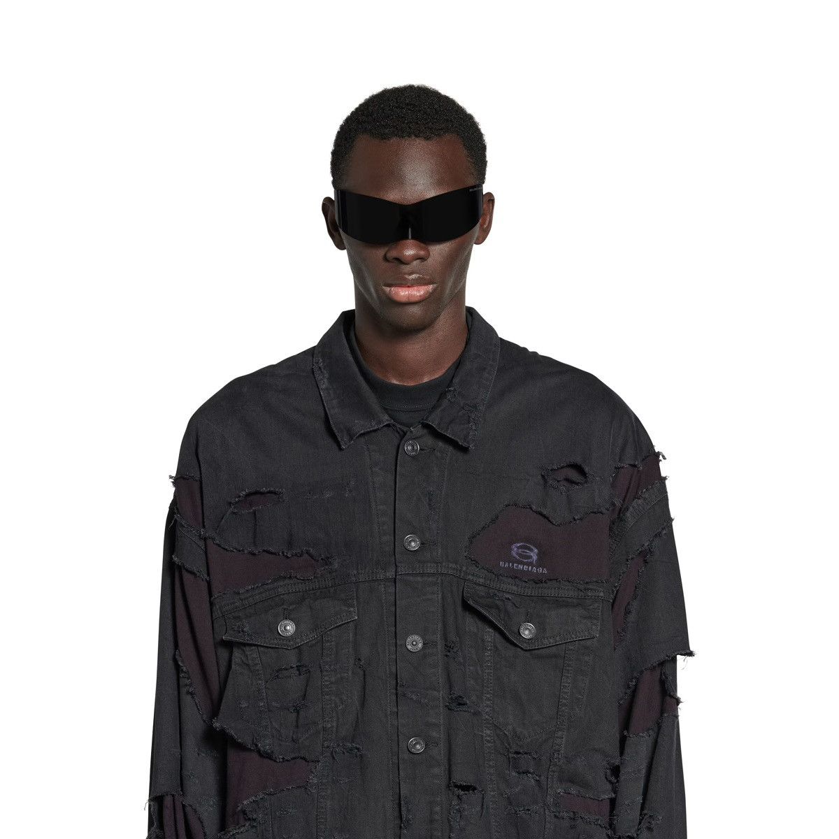 Balenciaga Balenciaga AW24 Unity Sport Destroyed Denim Jacket Sz. 2 Size US M / EU 48-50 / 2 - 5 Thumbnail