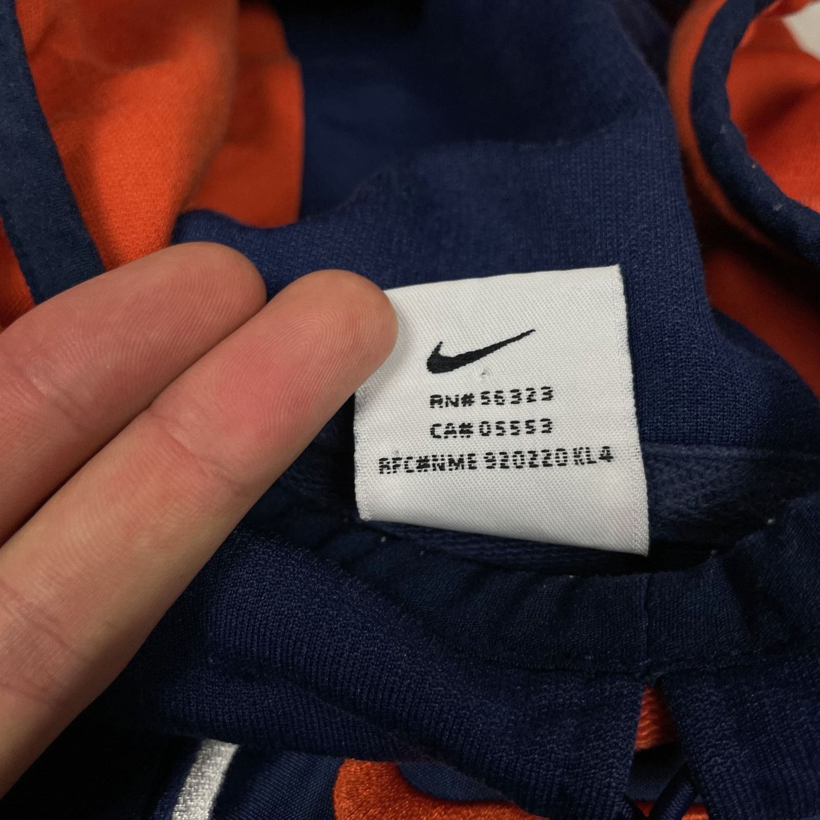 Nike × Vintage VTG Nike Men Navy Orange Basketball Swoosh Pullover Hoodie L Size US L / EU 52-54 / 3 - 8 Thumbnail