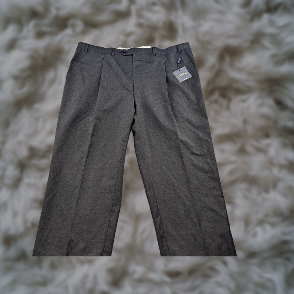 Canali CANALI Mens Dress Pants 44x26 Gray Wool Rayon Formal Woolmark Pants Mens Regular Gray 90s? Size US 44 / EU 60 - 1 Thumbnail