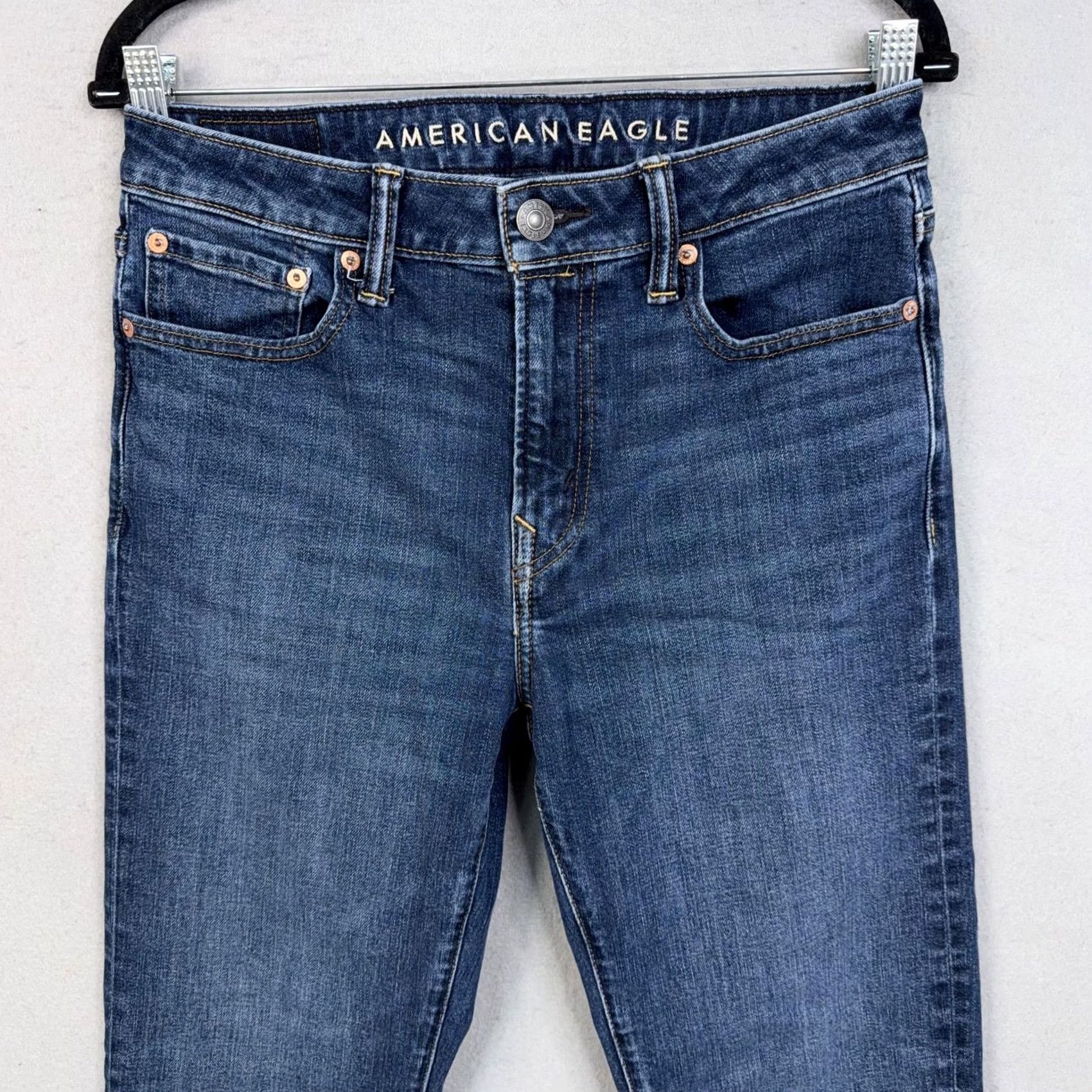 American Eagle Outfitters American Eagle Outfitters Jeans Mens Slim Straight AirFlex Blue Med Wash 30x30 inseam 30” Denim Cotton Poly Stretch Logo Size US 30 / EU 46 - 2 Thumbnail