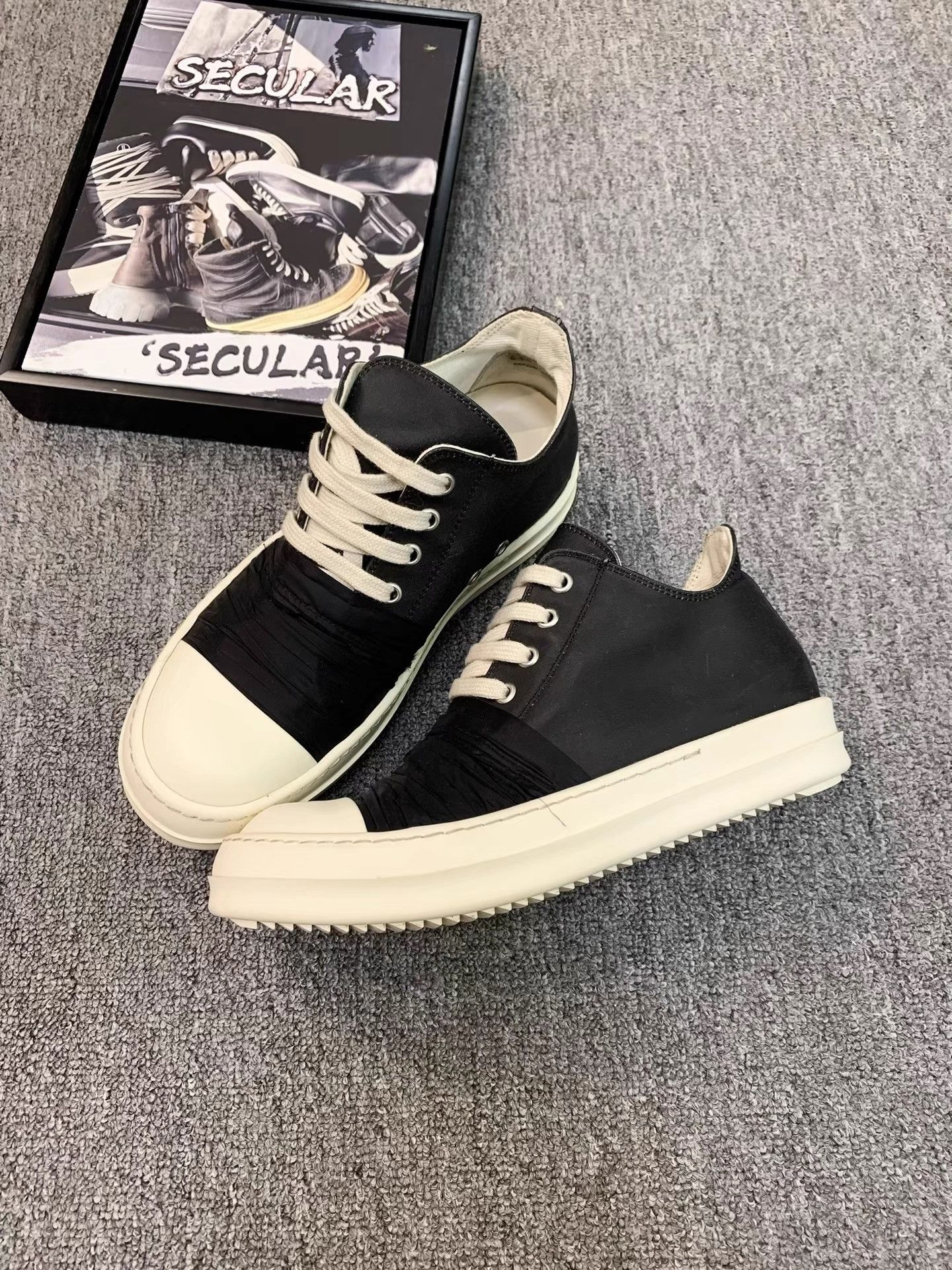 Rick Owens Rick Owens Black Strap High Top Sneakers K34 Size US 7.5 / IT 37.5 - 4 Thumbnail