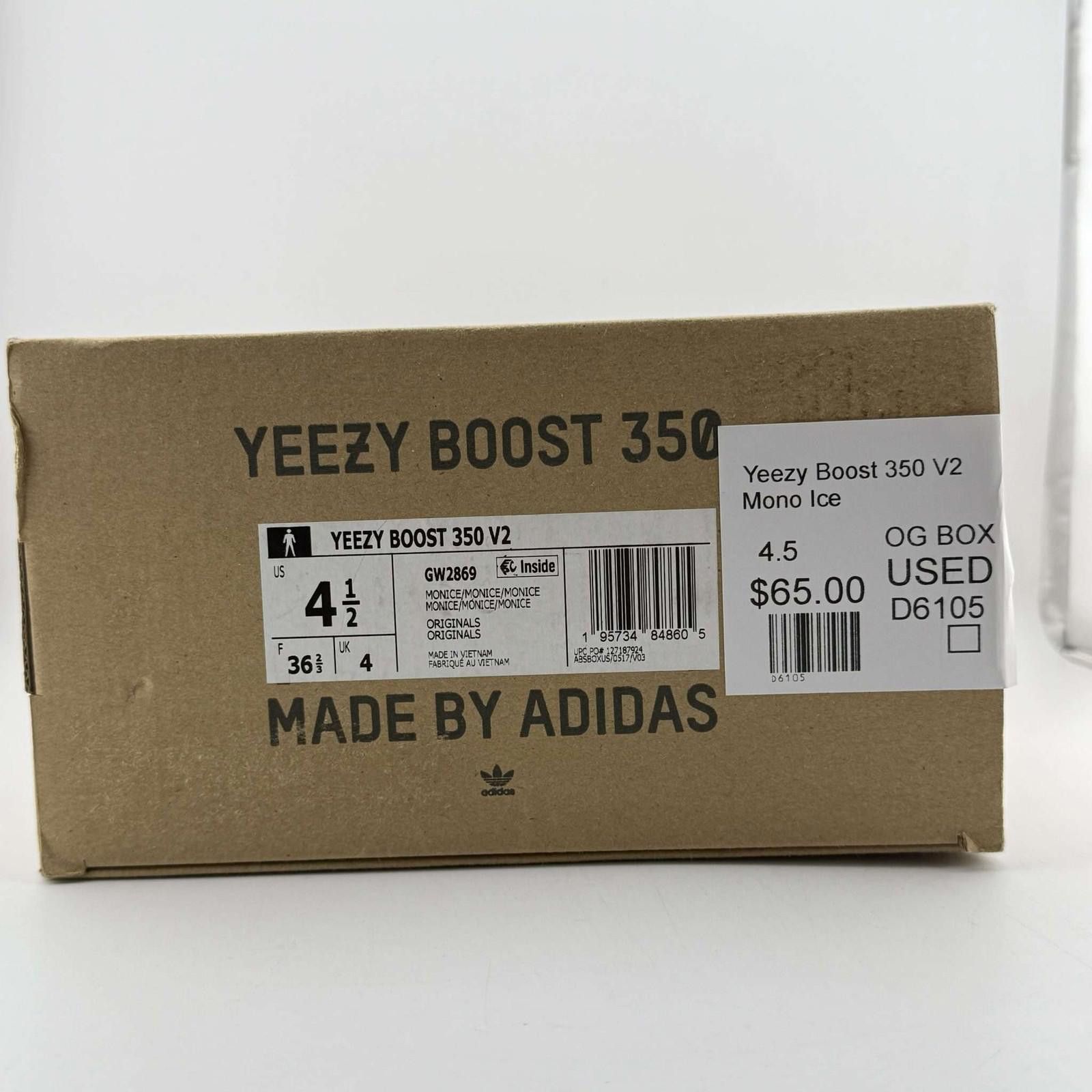 Adidas Adidas Yeezy Boost 350 V2 Mono Ice US 4.5 Used with Box Size US 5 / EU 37 - 8 Thumbnail