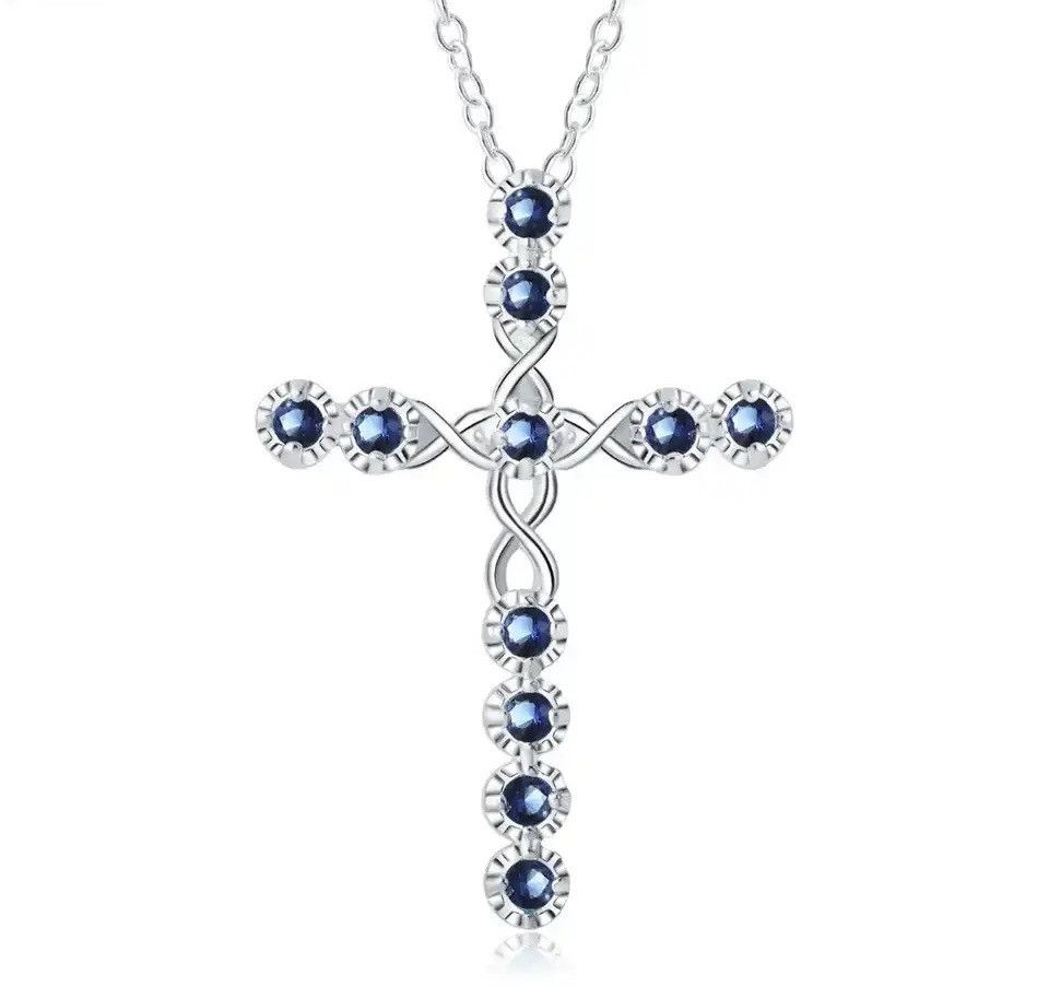 Jewelry 925 Sterling silver necklace cyrstal Cross pendant jewelry Size ONE SIZE - 2 Thumbnail