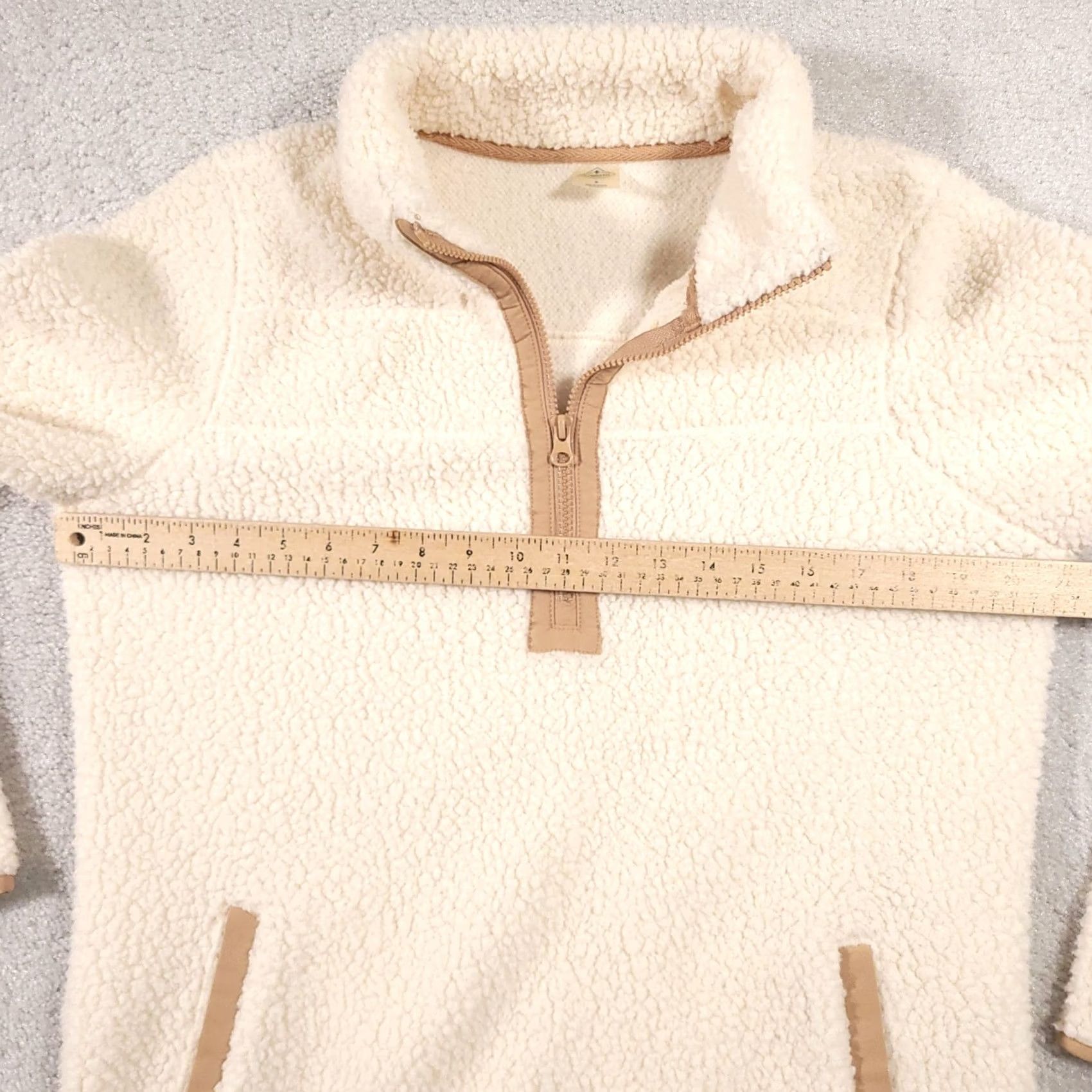 Vintage St Johns Bay Sherpa Jacket Womens Small Ivory Half Zip Pockets Mock Neck Outdoor Womens, Jacket, Ivory, S Size S / US 4 / IT 40 - 5 Thumbnail