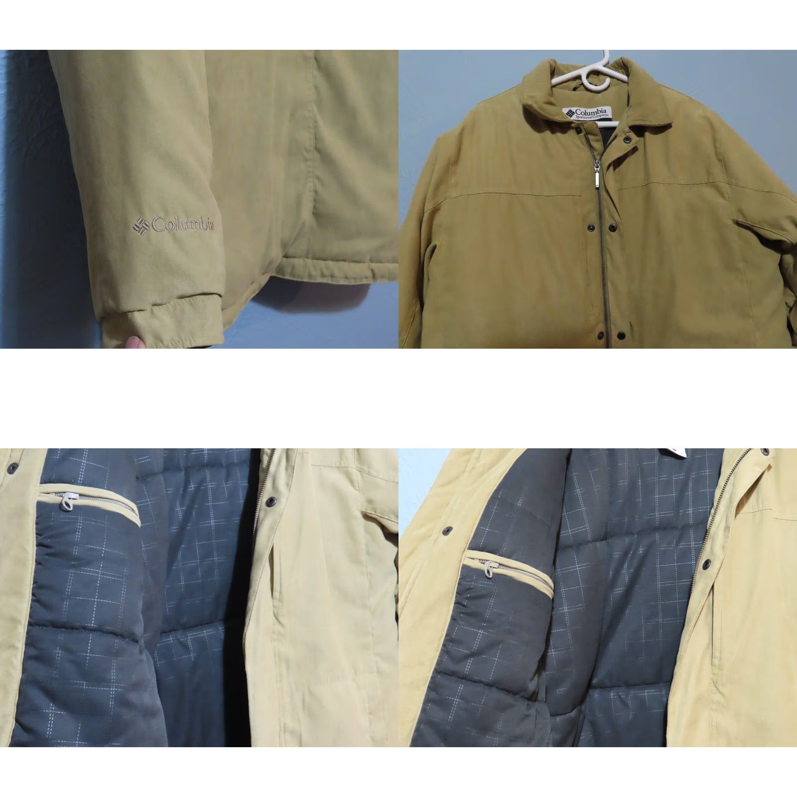 Vintage Columbia Coat Mens M Beige Polyester Microfiber Lined Winter Bomber Jacket Logo Accents Casual Travel Classic Outdoor Size US M / EU 48-50 / 2 - 9 Thumbnail