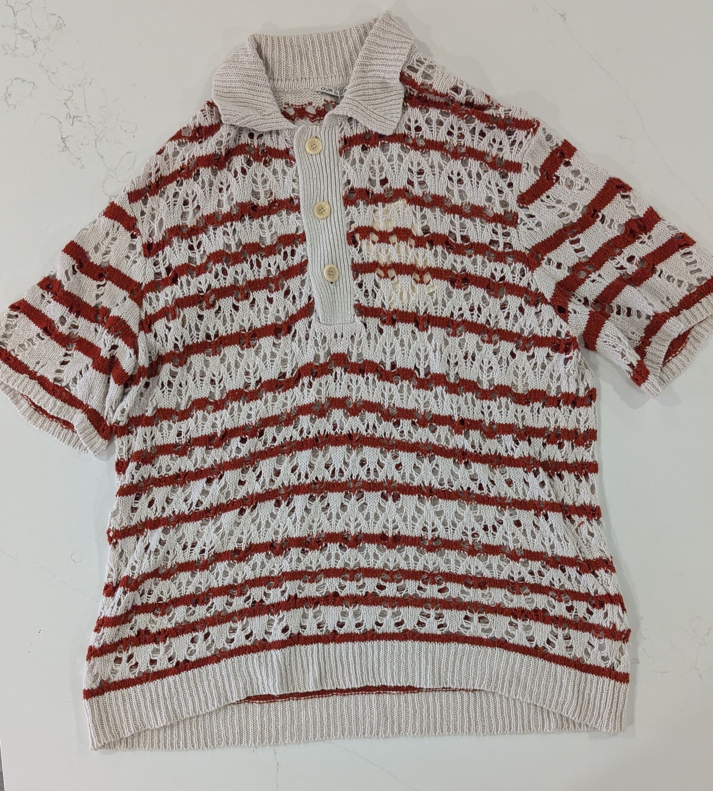 Our Legacy OUR LEGACY Big Piquet Polo Zig Zag Stripe Hemp Lyocell 52 Size US L / EU 52-54 / 3 - 3 Thumbnail