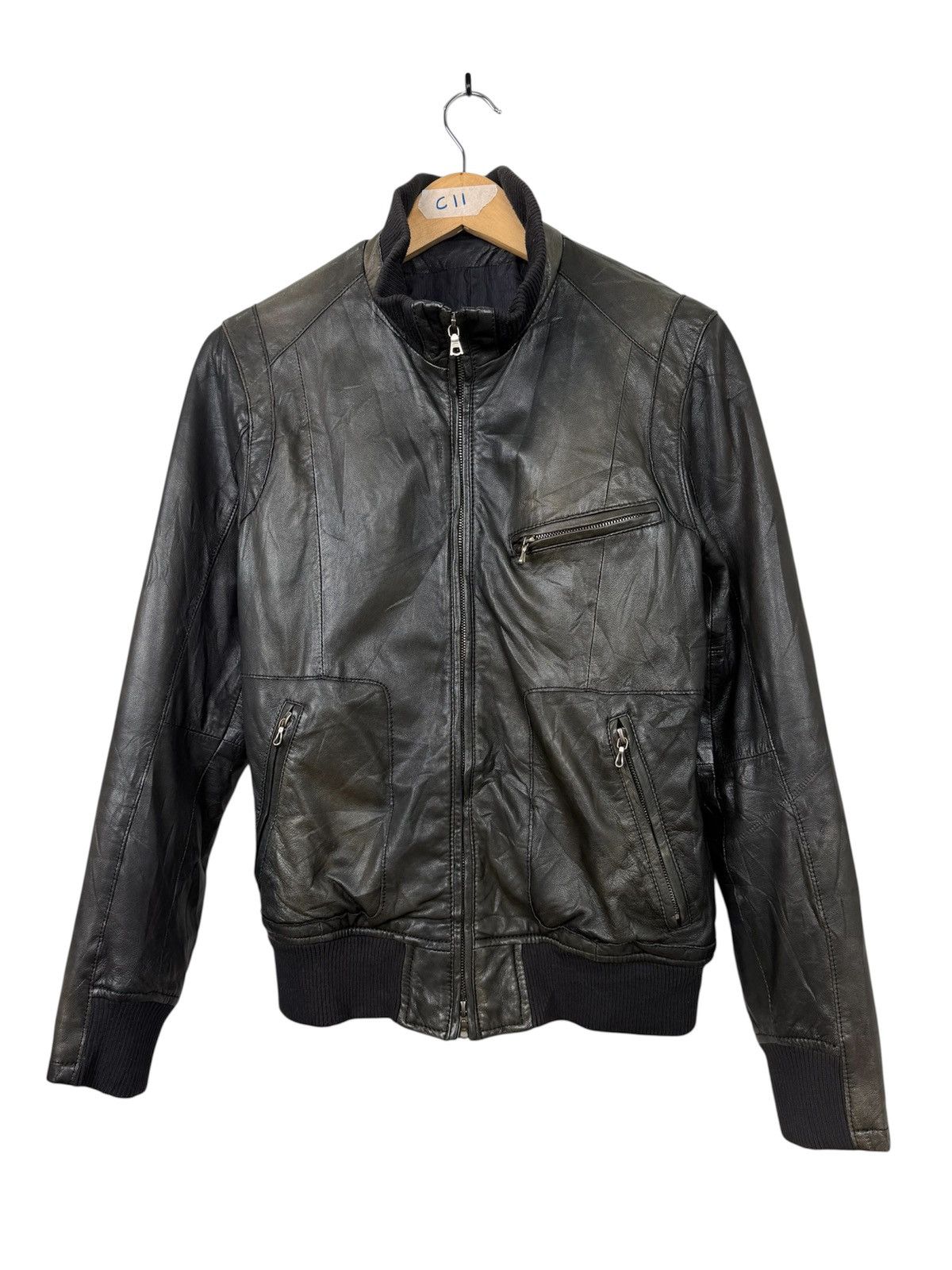 5351 POUR LES HOMMES 5351 Pour Les Hommes Goatskin Leather Bomber Jacket Size US S / EU 44-46 / 1 - 1 Thumbnail