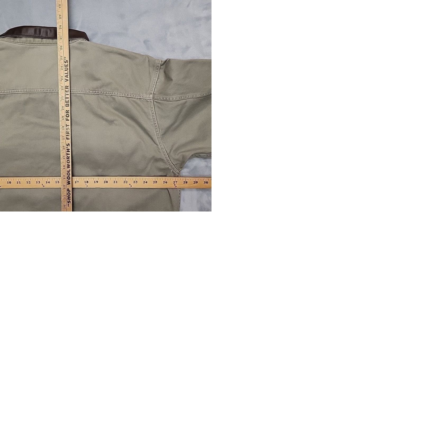 Marlboro VINTAGE Marlboro Jacket Mens 2XL Green Leather Collar Canvas Chore Coat Twill Workwear Military Jacket Size US XXL / EU 58 / 5 - 9 Thumbnail