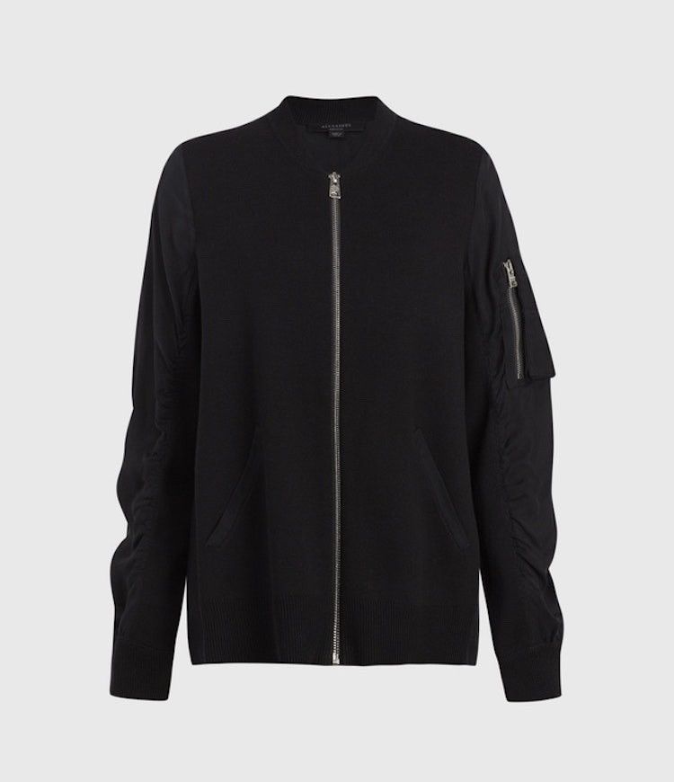 Image of Maeve Zip Through Bomber Jacket Allsaints in Black, Women's (Size Small)