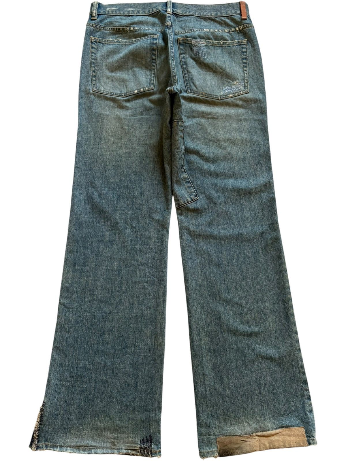 Japanese Brand Vintage Japanese Brand Mud Wash Patched Flare Jeans Size US 34 / EU 50 - 2 Thumbnail