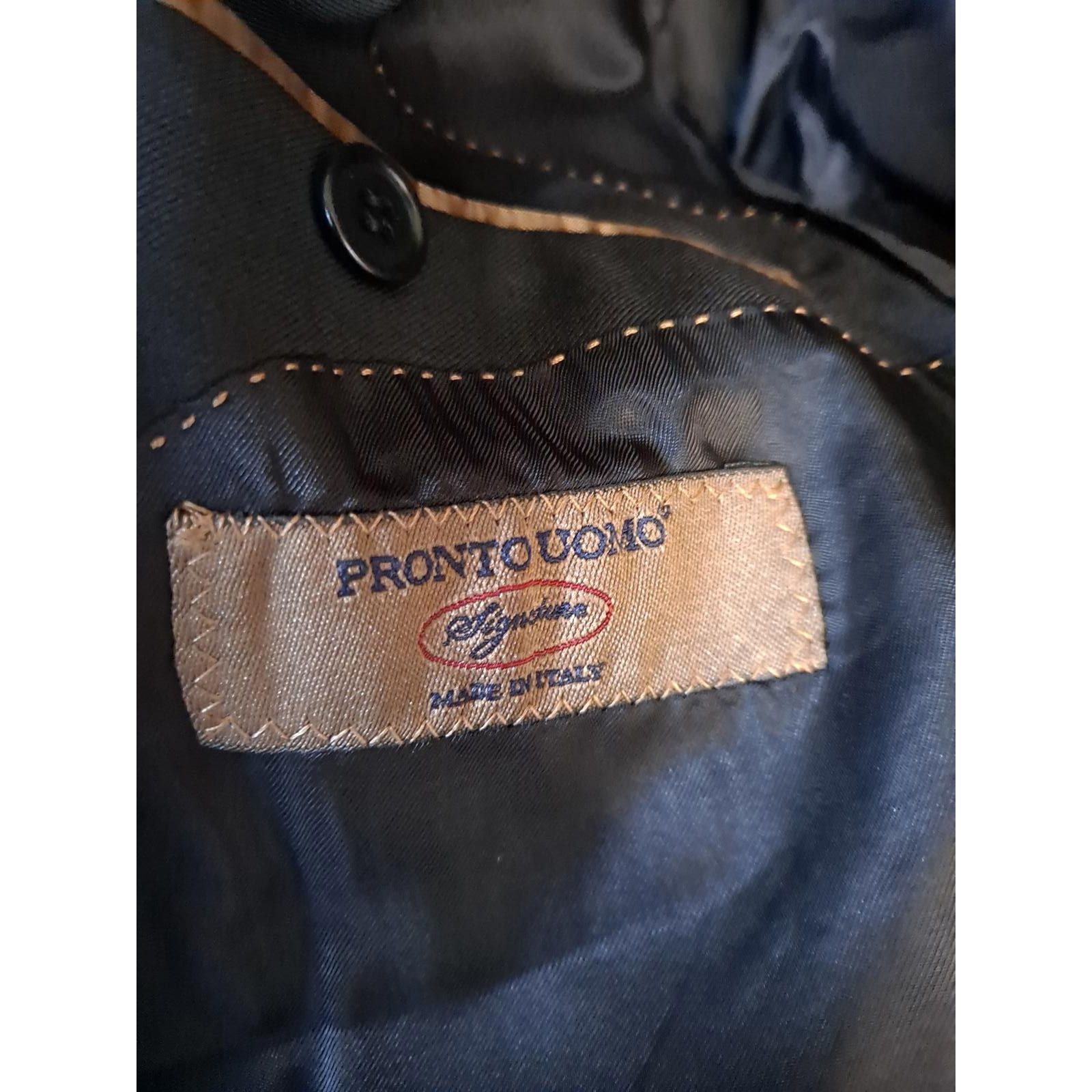 Pronto Uomo Pronto Uomo Black 2 Button Suit Made in Italy Size 44R Size 44R - 8 Thumbnail